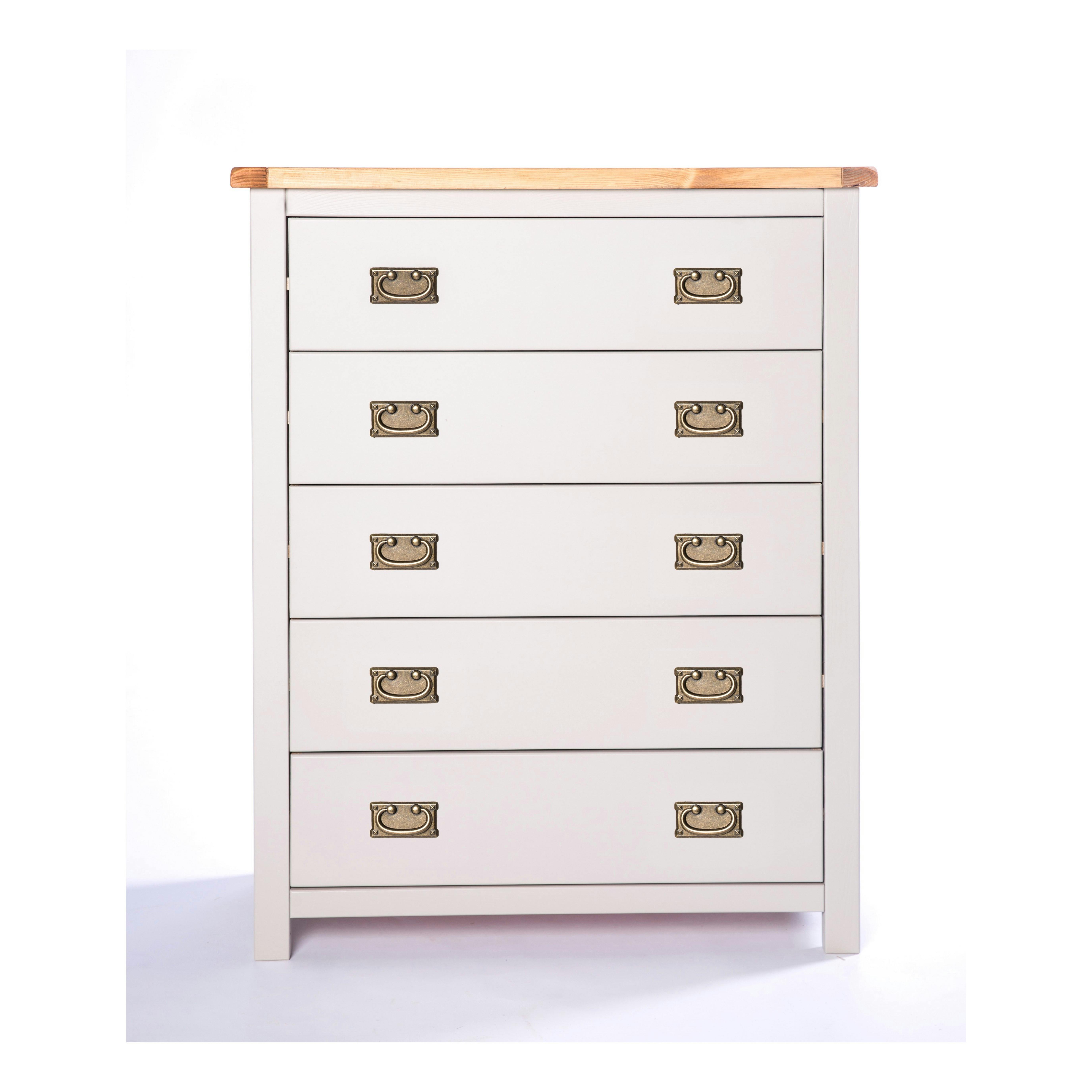 Rackhams Light/Grey Argenta 5 Drawer Chest Of Drawers Bras Drop Handle