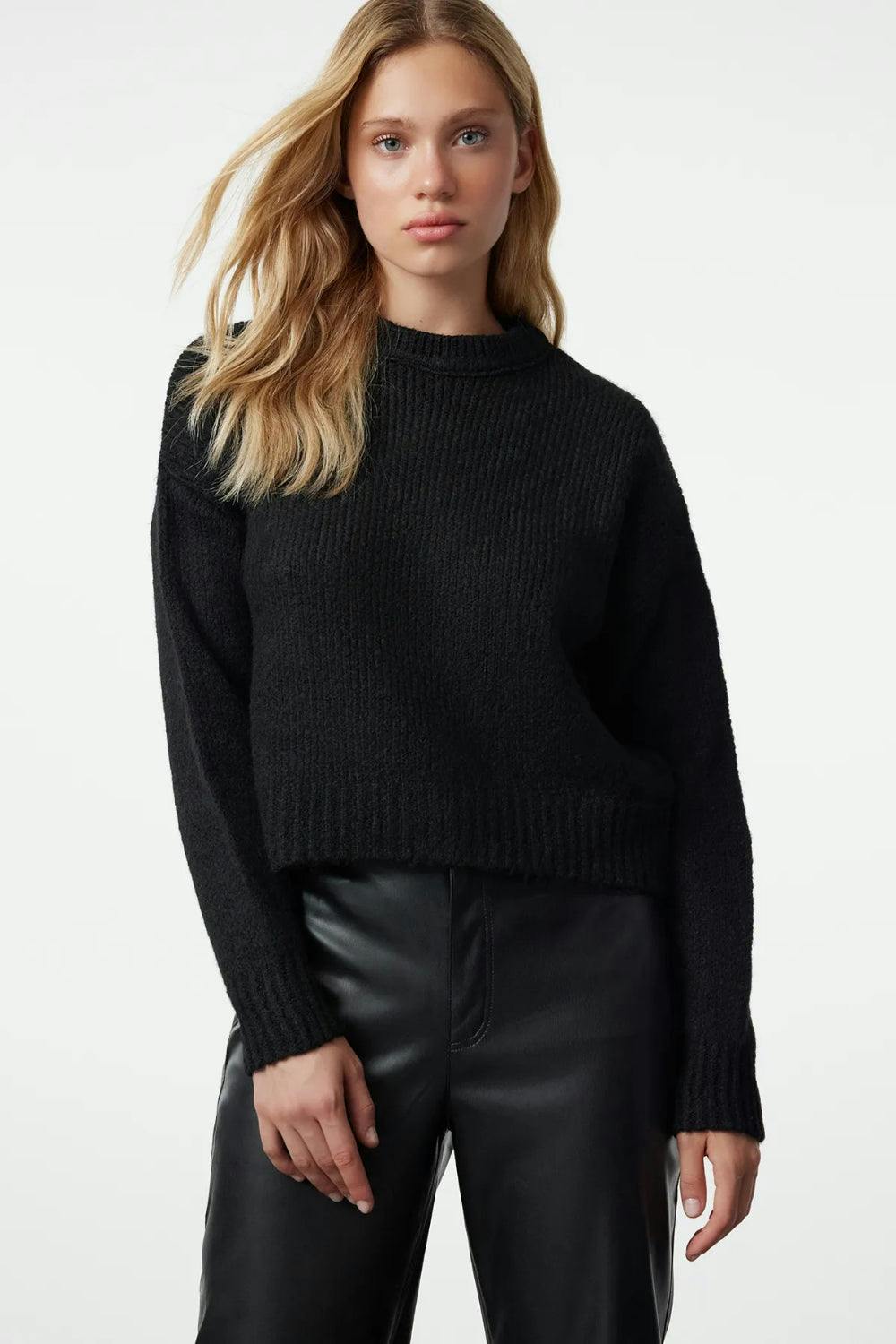 Hoxton Gal Black Wrap Knit Sweater - M