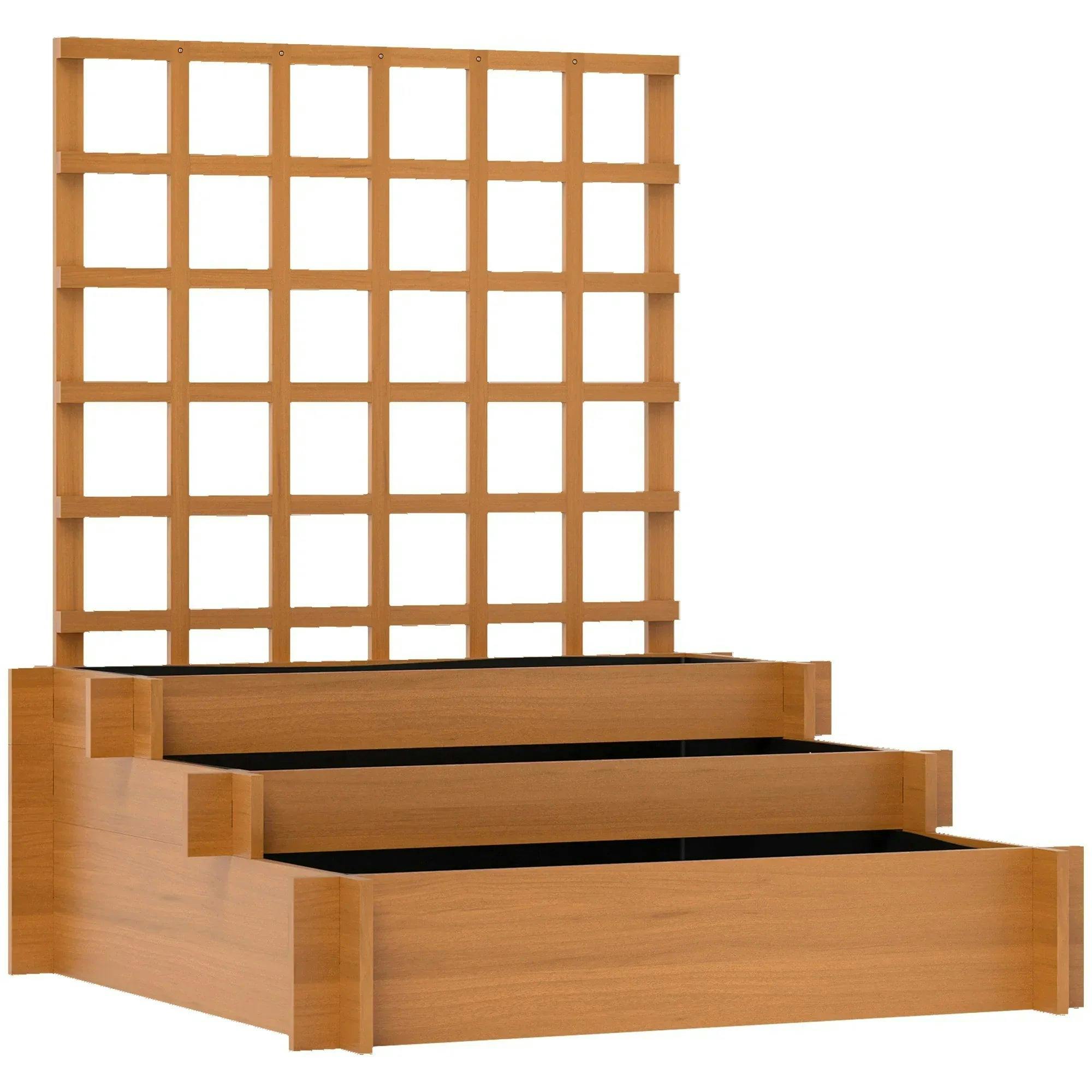 B&Q - 3 Tier Wooden Garden Planters With Trellis For Vine Climbing Plants - Image 6