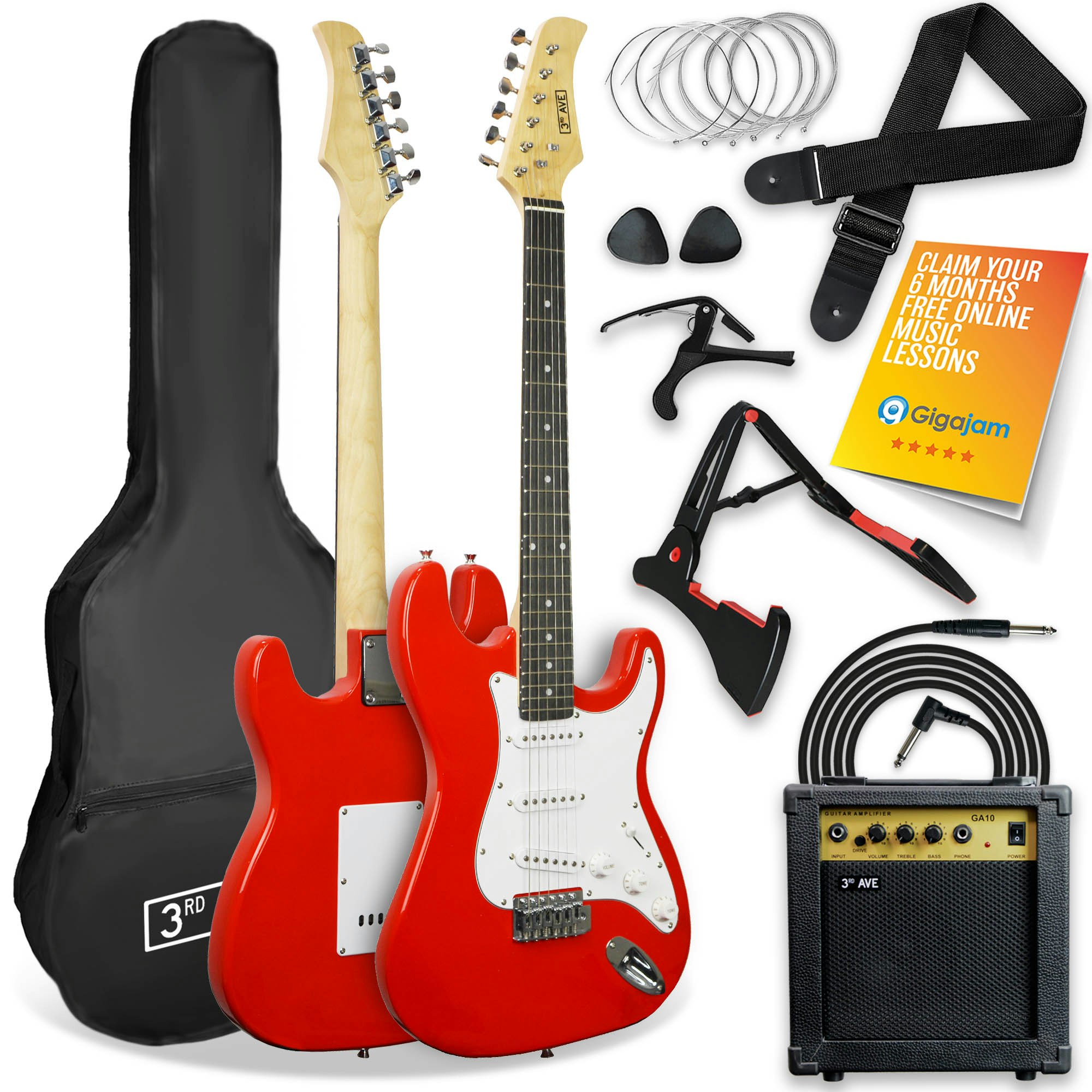 3rd Avenue Electric Guitar Set - Full Size - Red - Image 3