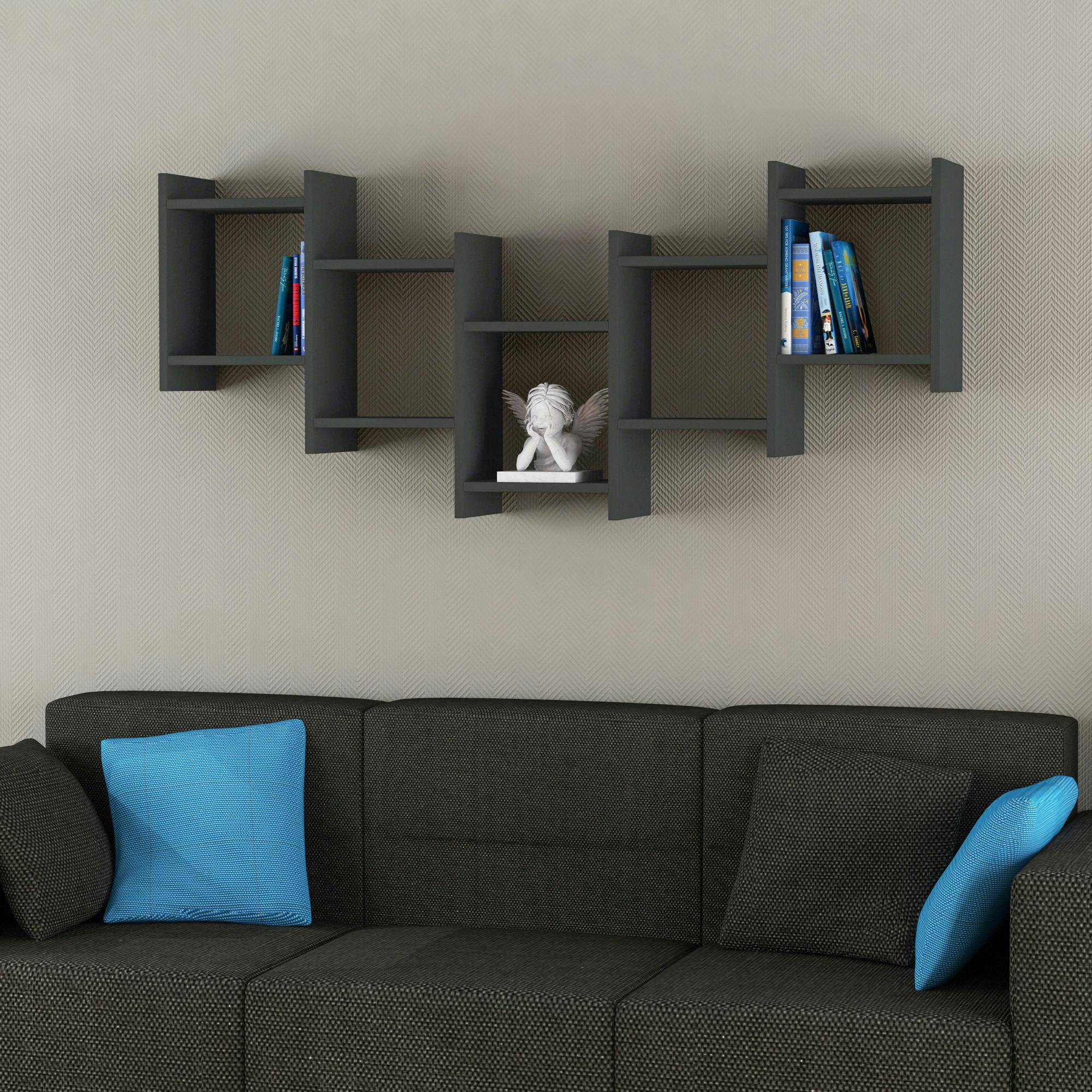 Decortie Bat Floating Shelf - Anthracite - Modern - Image 2