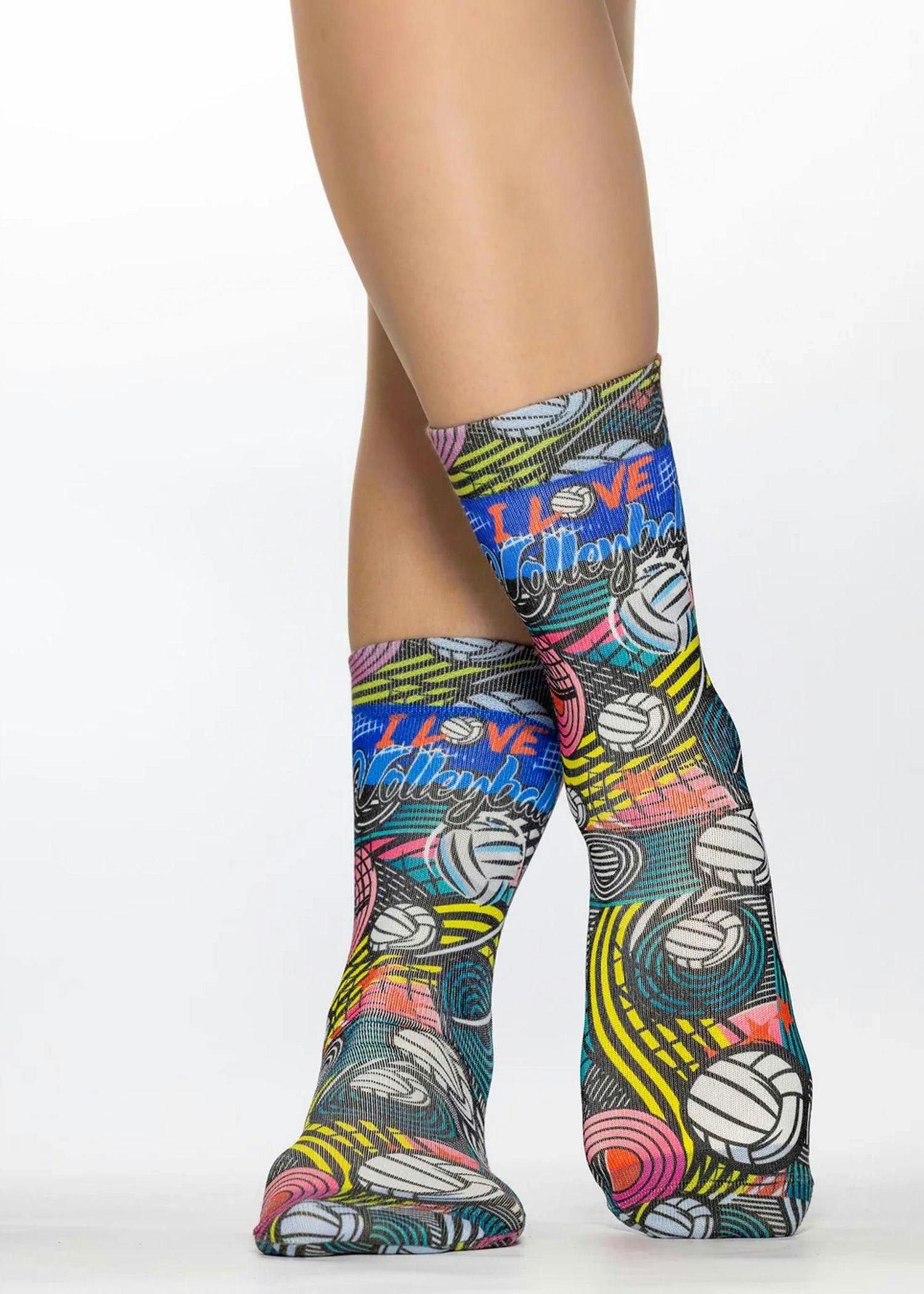 Jemsox Women's I Love Volleyball Novelty Gift Socks