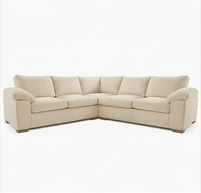 Rackhams Cream Riva Amalfi Jumbo Cord Large Corner - 5 Seater Large Corner Sofa