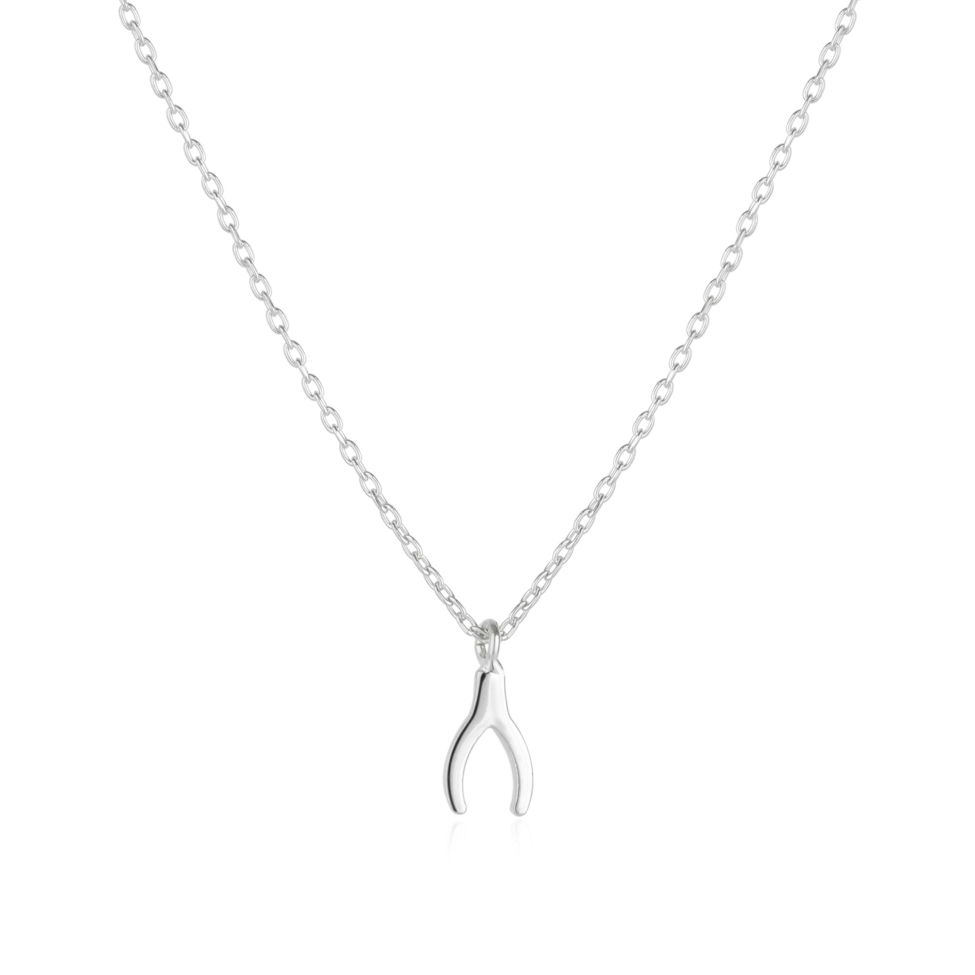 Spero London Silver Sterling Mini Wishbone Necklace