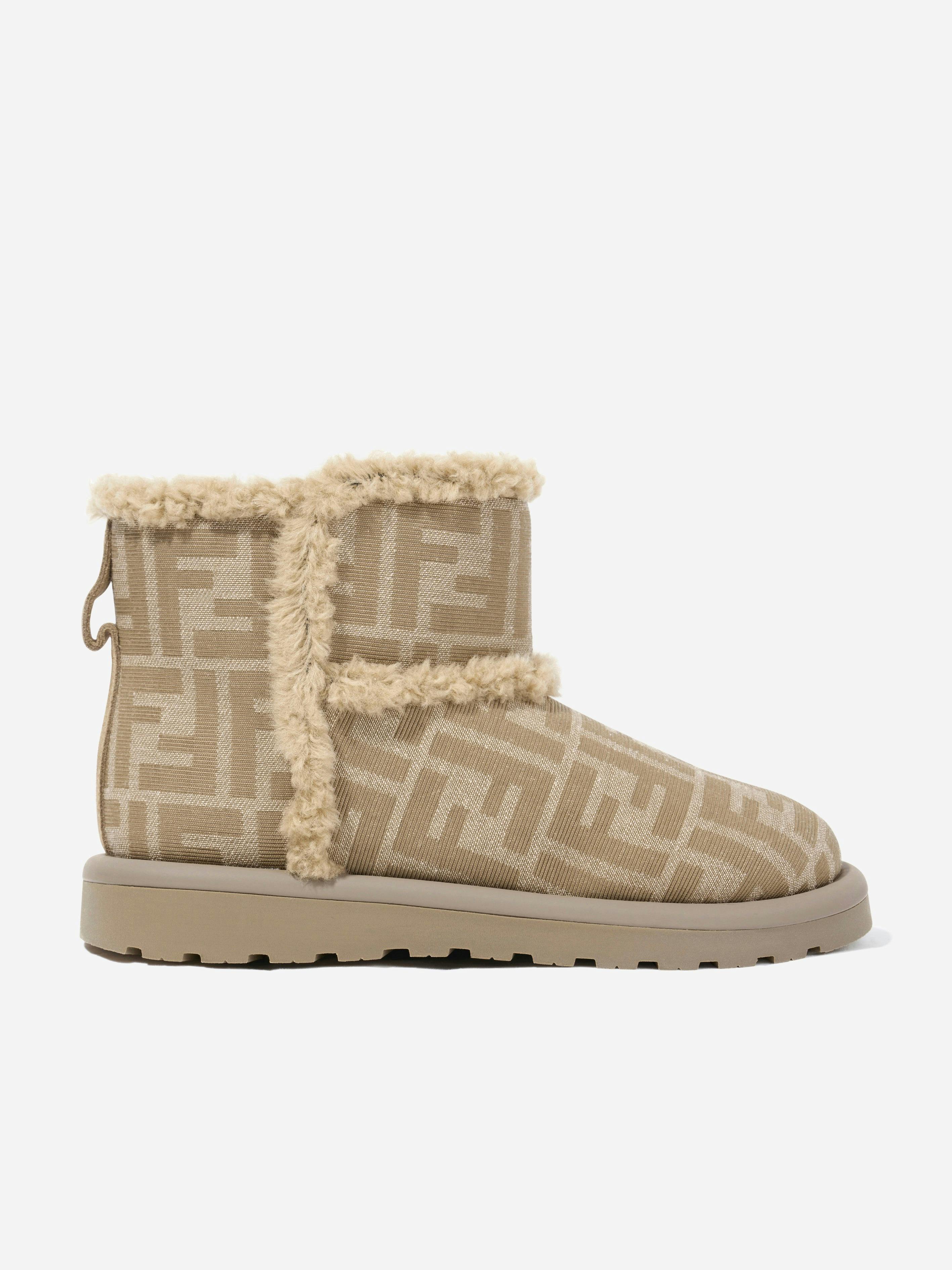 Fendi Kids Unisex Kids Beige Jacquard Ff Boots In - Eu 39 Uk 6