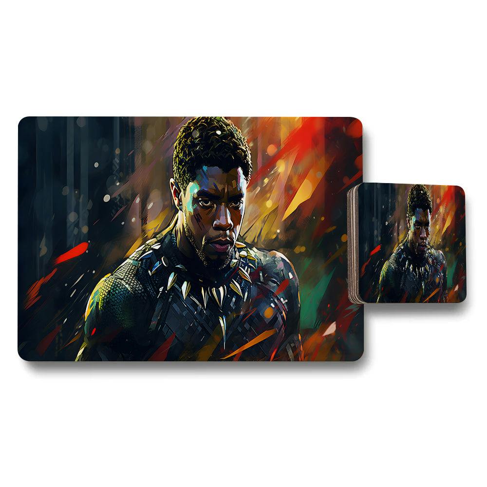 Rackhams Black Panther Themed Placemat And Coaster Set With Dynamic Art