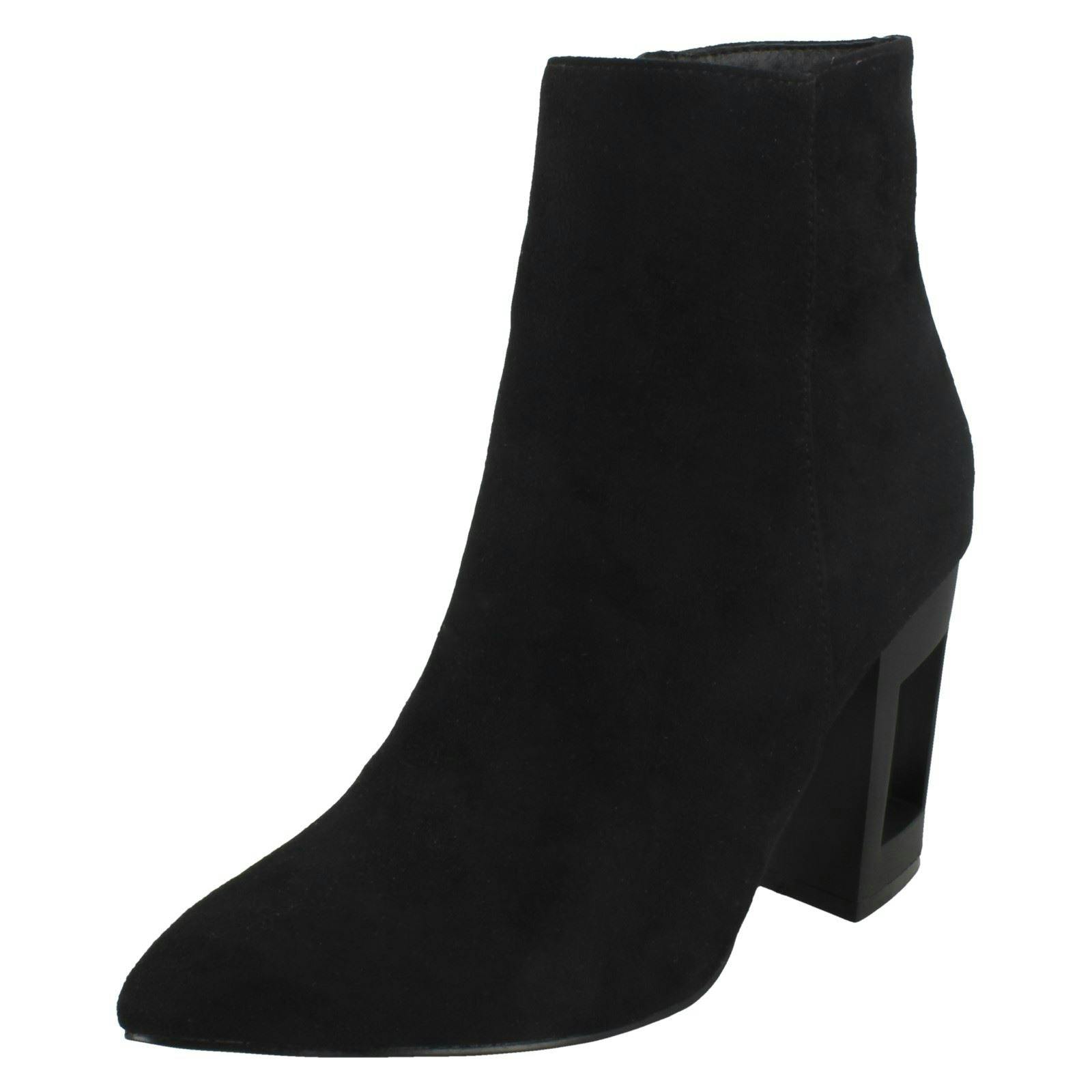 Spot On Women's Black Ankle Boot Tapered Toe - Uk 3
