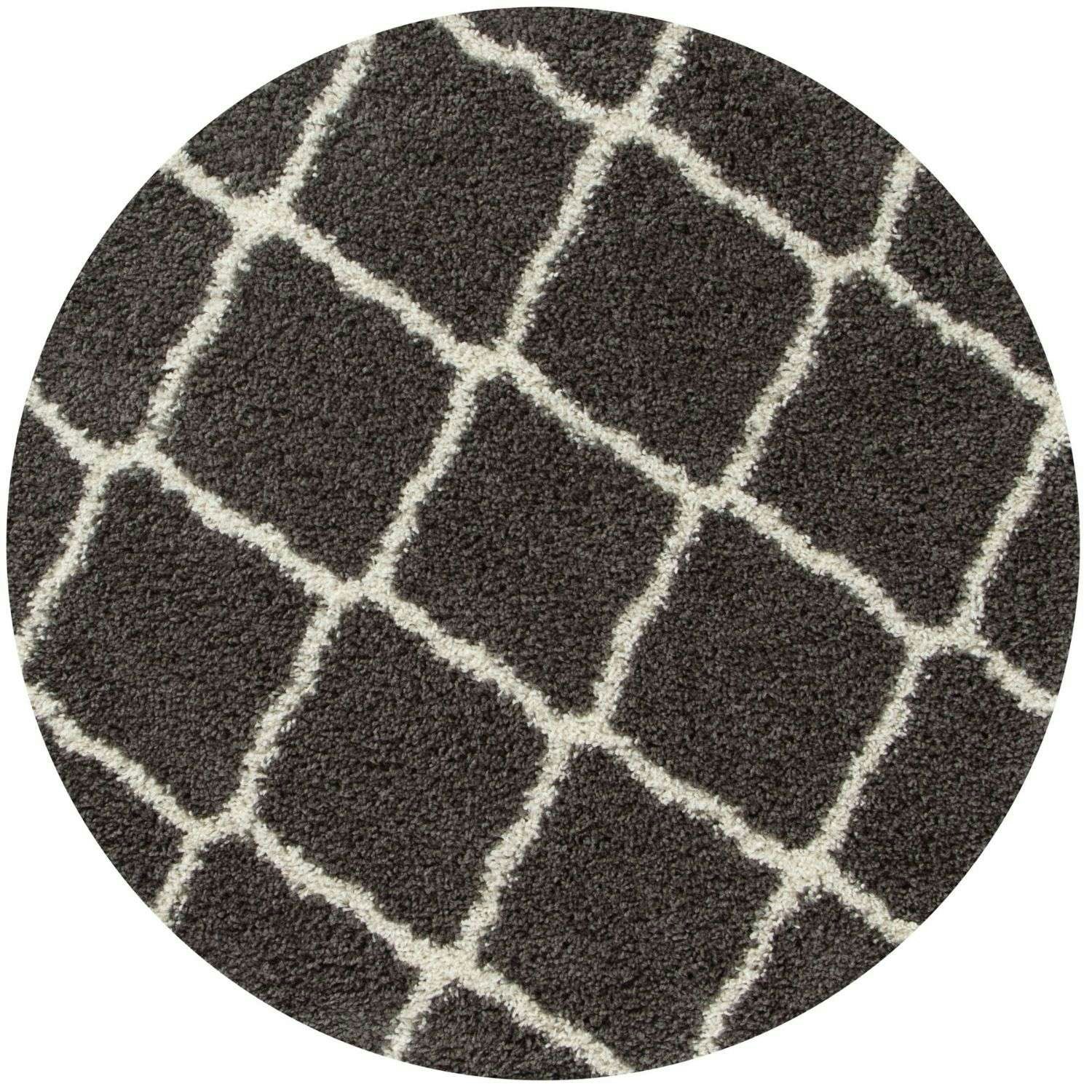 The Rugs Dark/Grey Moroccan Shaggy Rug | 740 - Ø 120 Cm