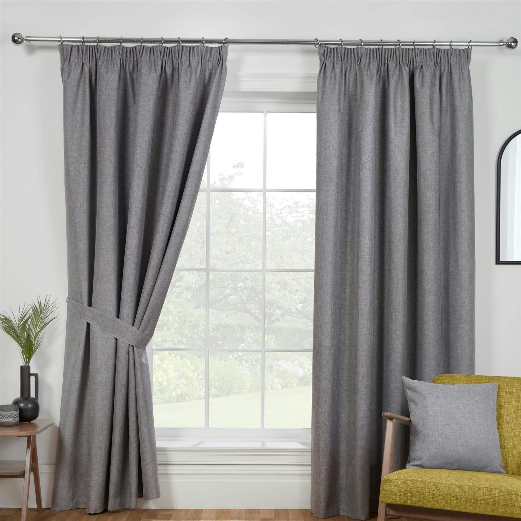 Sundour Light Eclipse Pewter Pencil Pleat Curtains - 46 X 54"