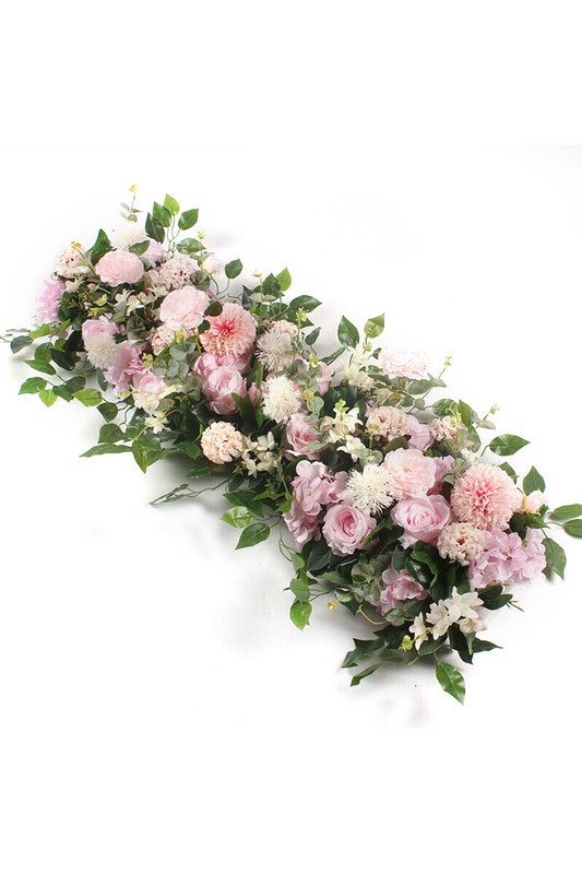 Living And Home Pink 100Cm Sweet Acacia Rose Floral Wedding Row Aisle Runner & Stage Backdrop Decoration For Ceremonies, Receptions & Party Decor