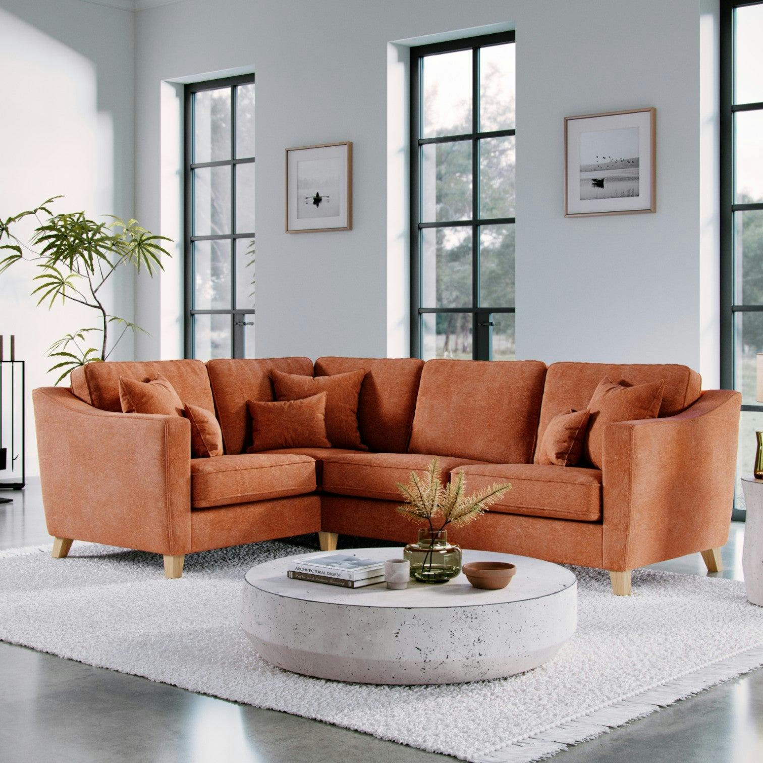 Rackhams The Elton Left Hand Corner Sofa - Terracota