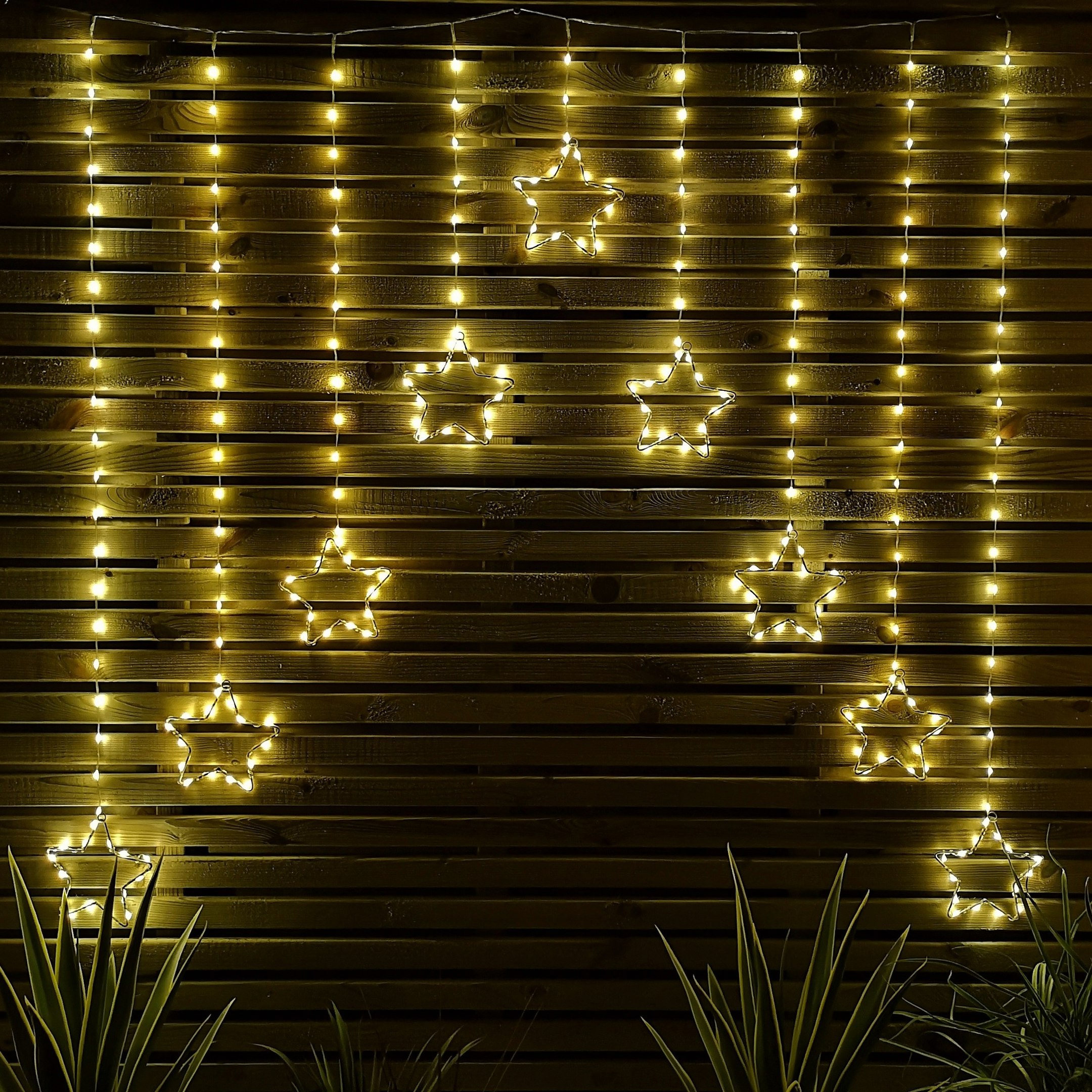 Rackhams White 1.2M Warm Led Star Curtain Lights Christmas Decorations