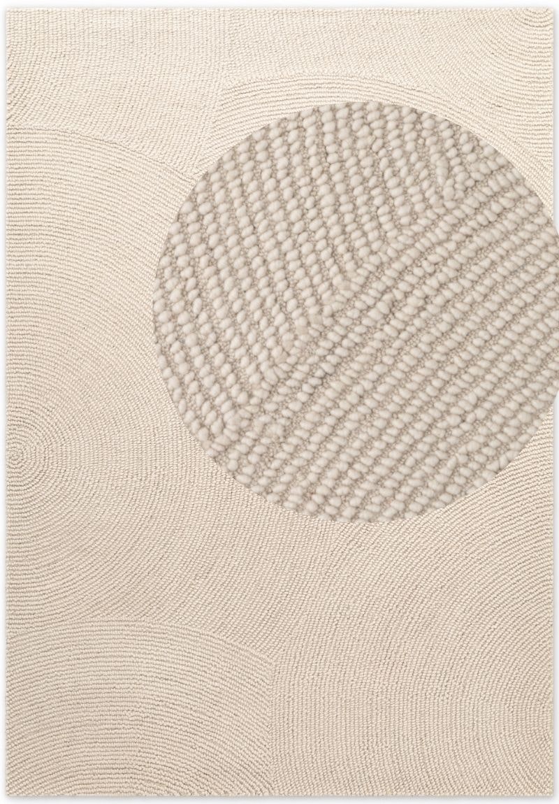 Rackhams Cream Eleni Wool Rug – Natural Colour - 80X150 Cm