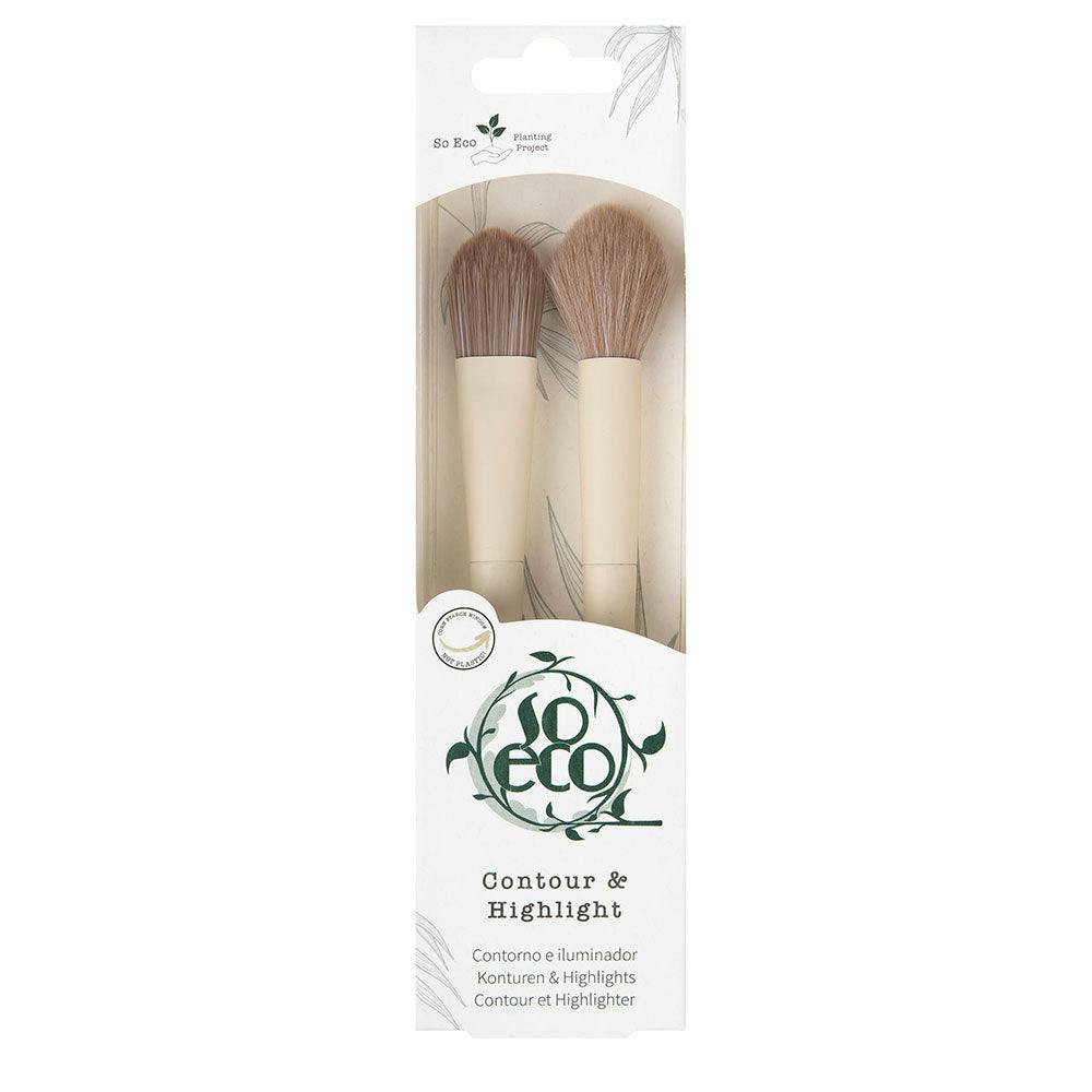 So Eco Contour & Highlight Brush Duo - Vegan & Cruelty-Free 2-Piece Face Brush Kit for Sculpting & Highlighting, Soft Synthetic Bristles, Birchwood Handles - Image 4