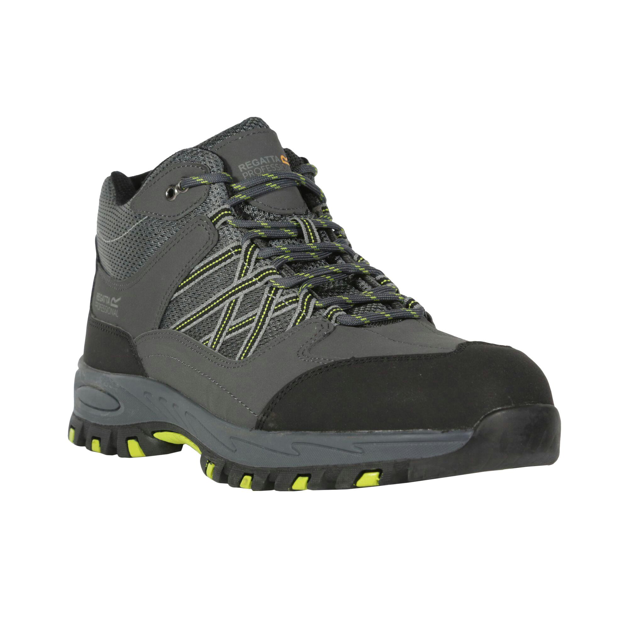 Regatta Men's Grey Professional Safety Shoes - Briar /Lime - 12 Uk - Briar /Lime - 53% Polyurathane/47% Polyester