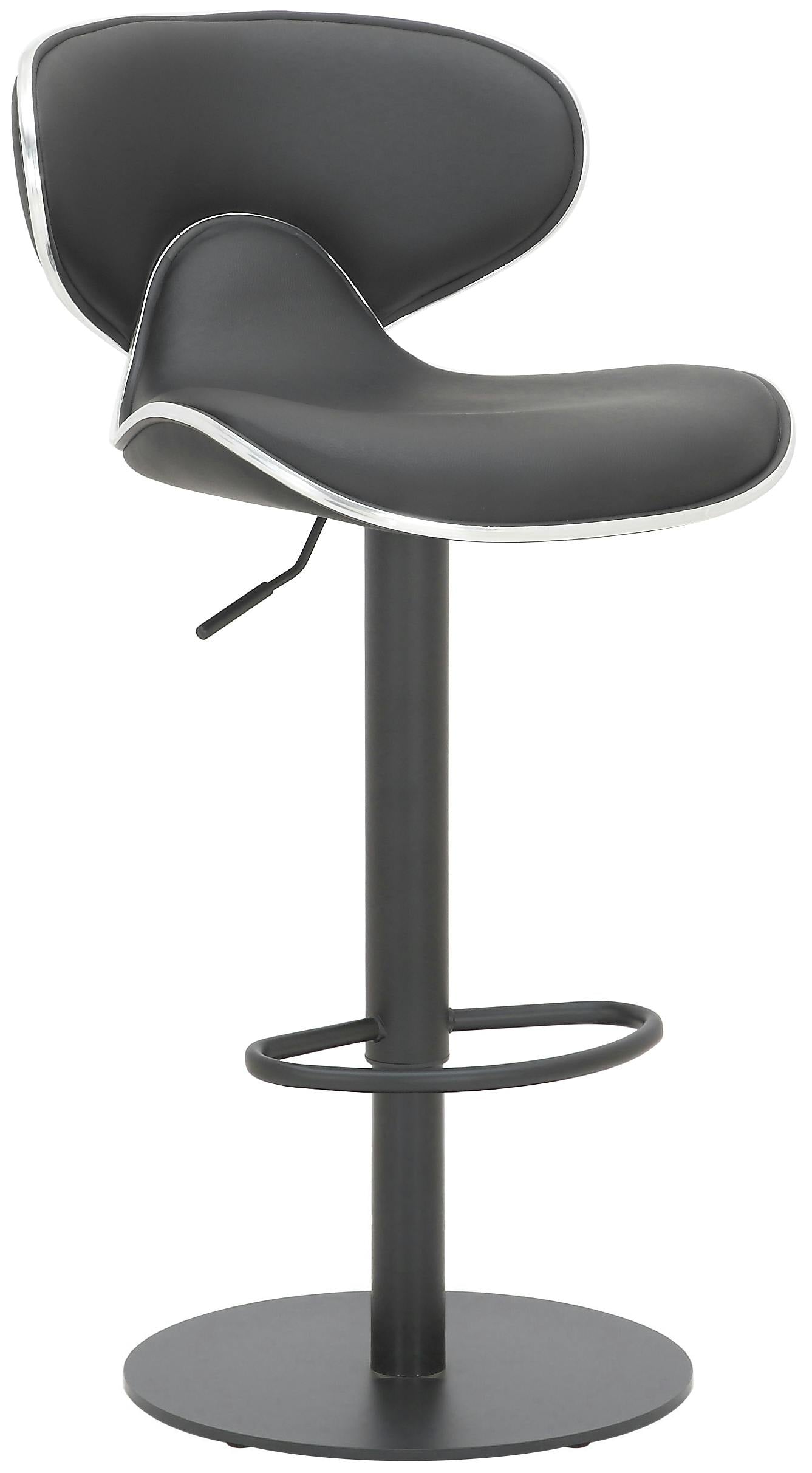 Rackhams Black Carcaso Deluxe Single Kitchen Bar Stool, Matt Footrest, Adjustable Swivel Gas Lift, Breakfast Bar & Home Barstool,