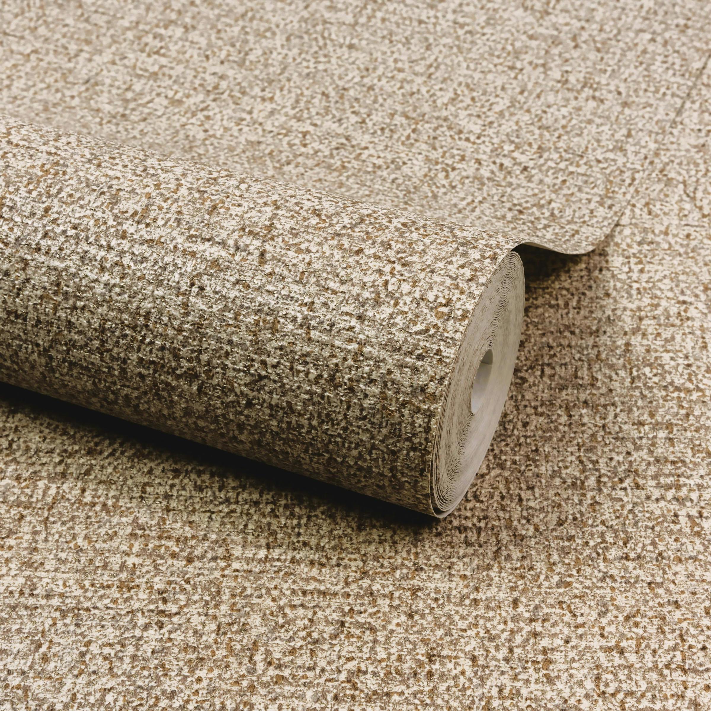 Rackhams Beige/Brown Boutique Mysore Twill Plain Fabric Luxury Weight Embossed Wallpaper, Taupe