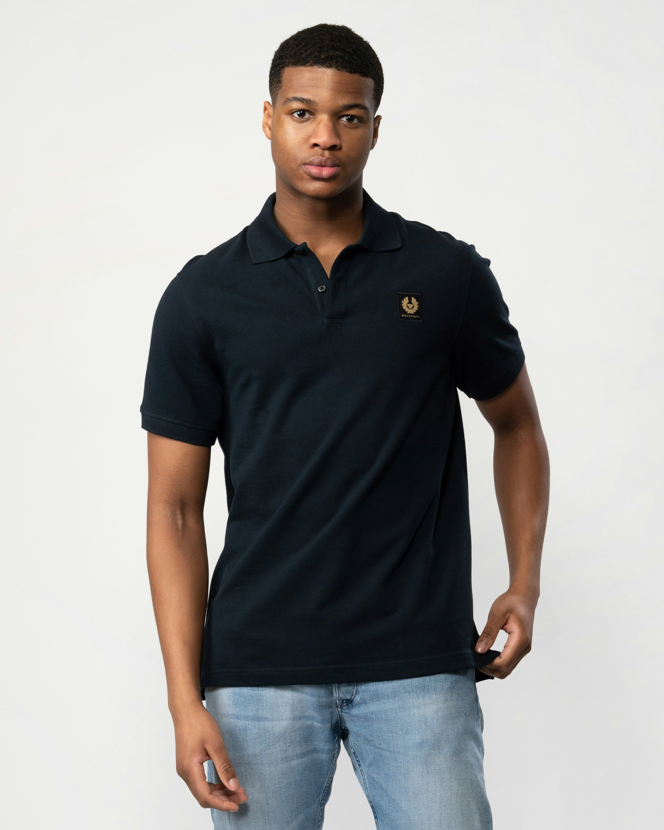 Belstaff Men's Dark Short Sleeved Polo - Ink - Ink - Xxl