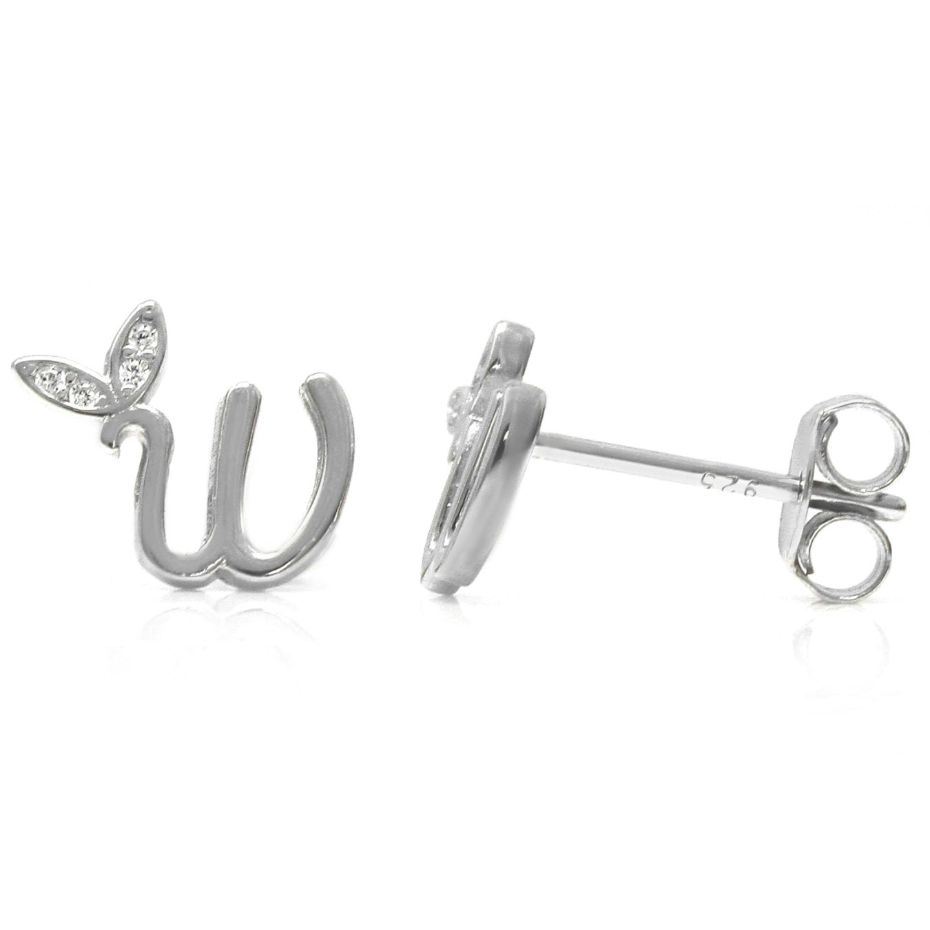Say It With Winged Initial Earrings, W, Women - Image 3