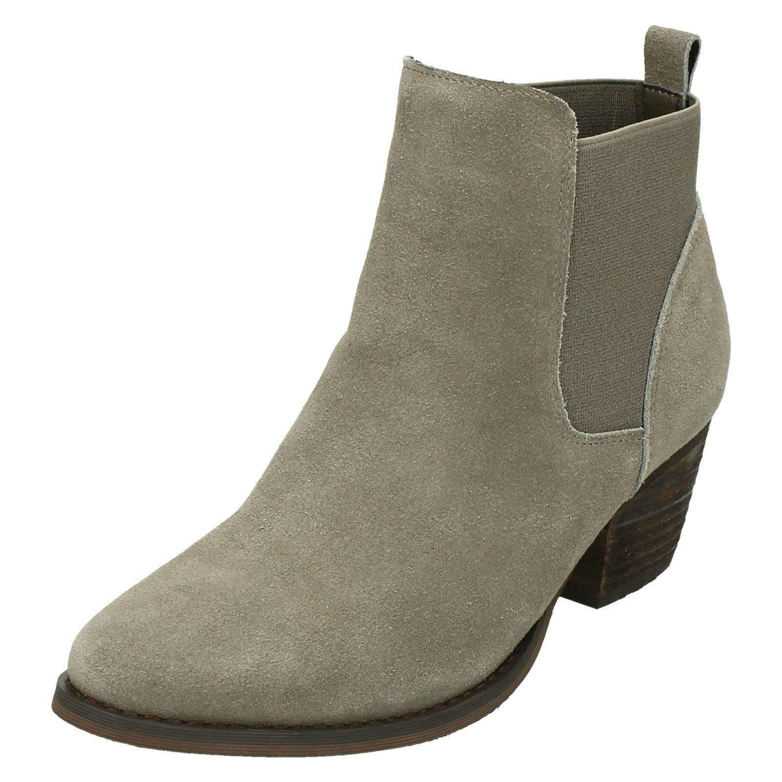 Down To Earth Women's Mid Heel Ankle Boots - Taupe - Uk 5