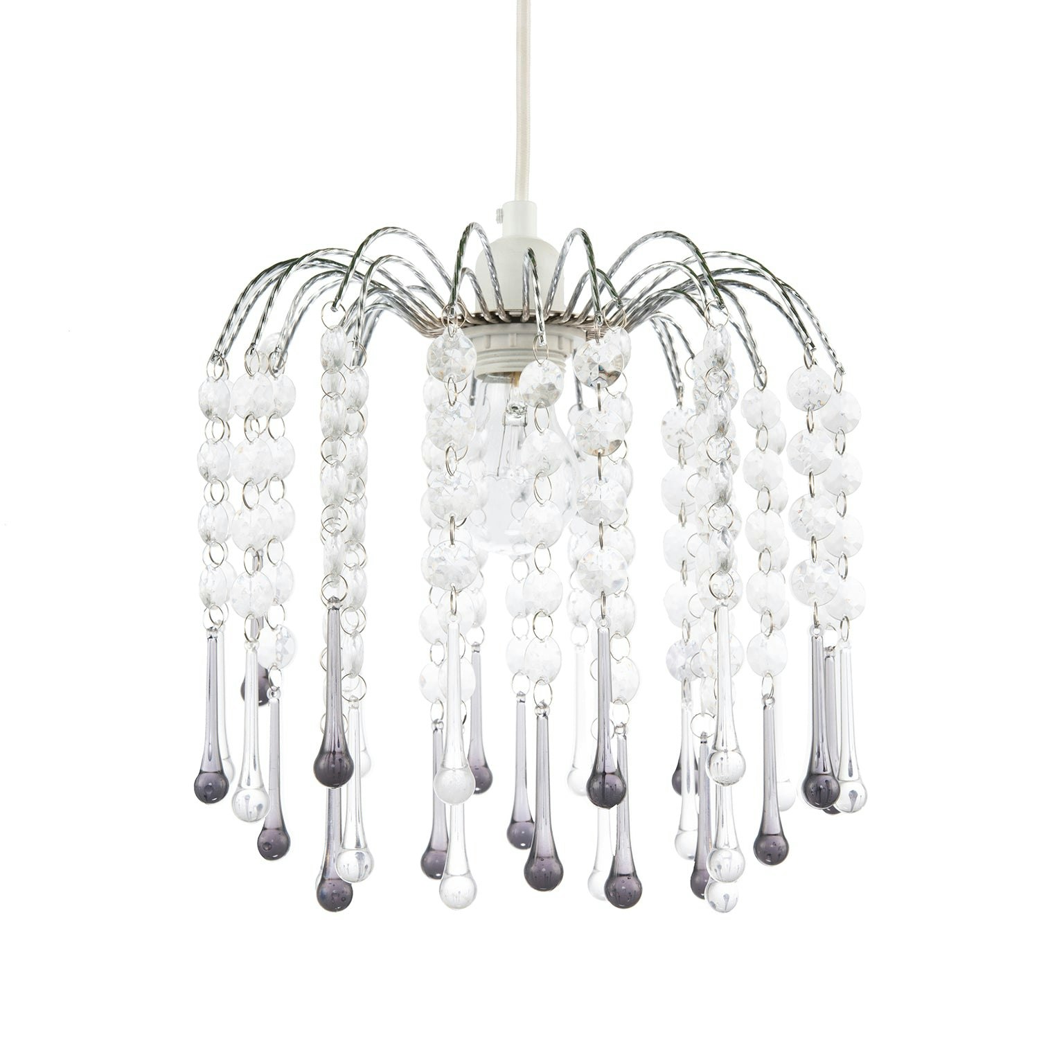 Happy Homewares Black Classic Waterfall Pendant Shade With Clear And Smoked Acrylic