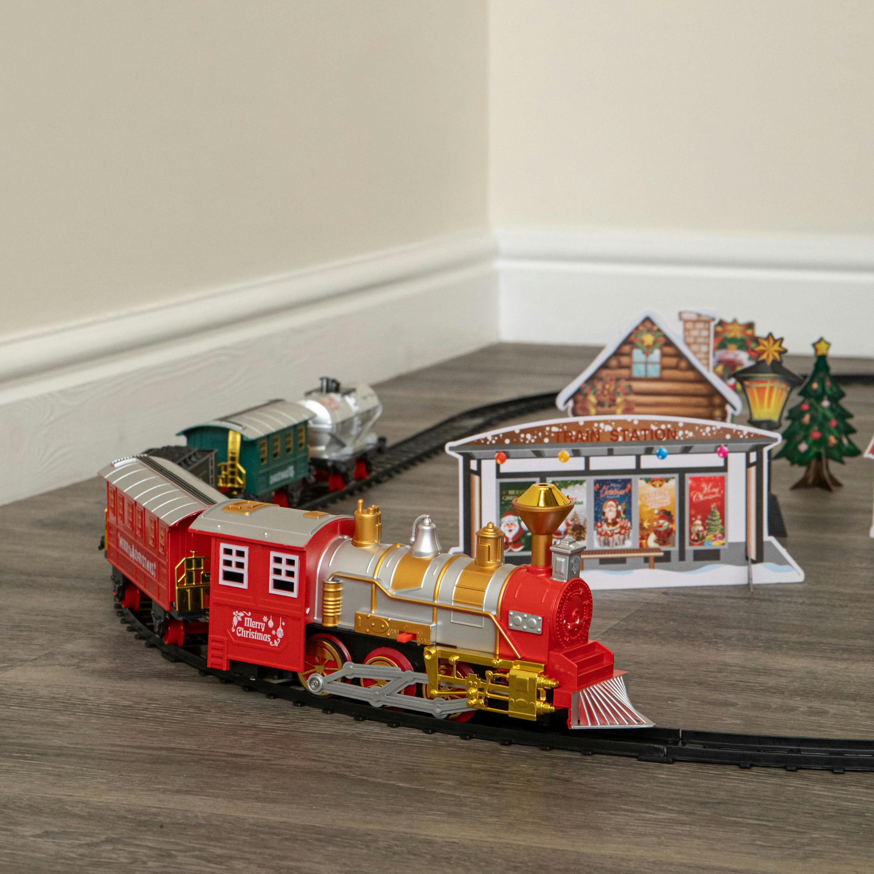 Samuel Alexander Festive Flyer Christmas Train Set With Pop Up Village - Multi Colour - Image 4