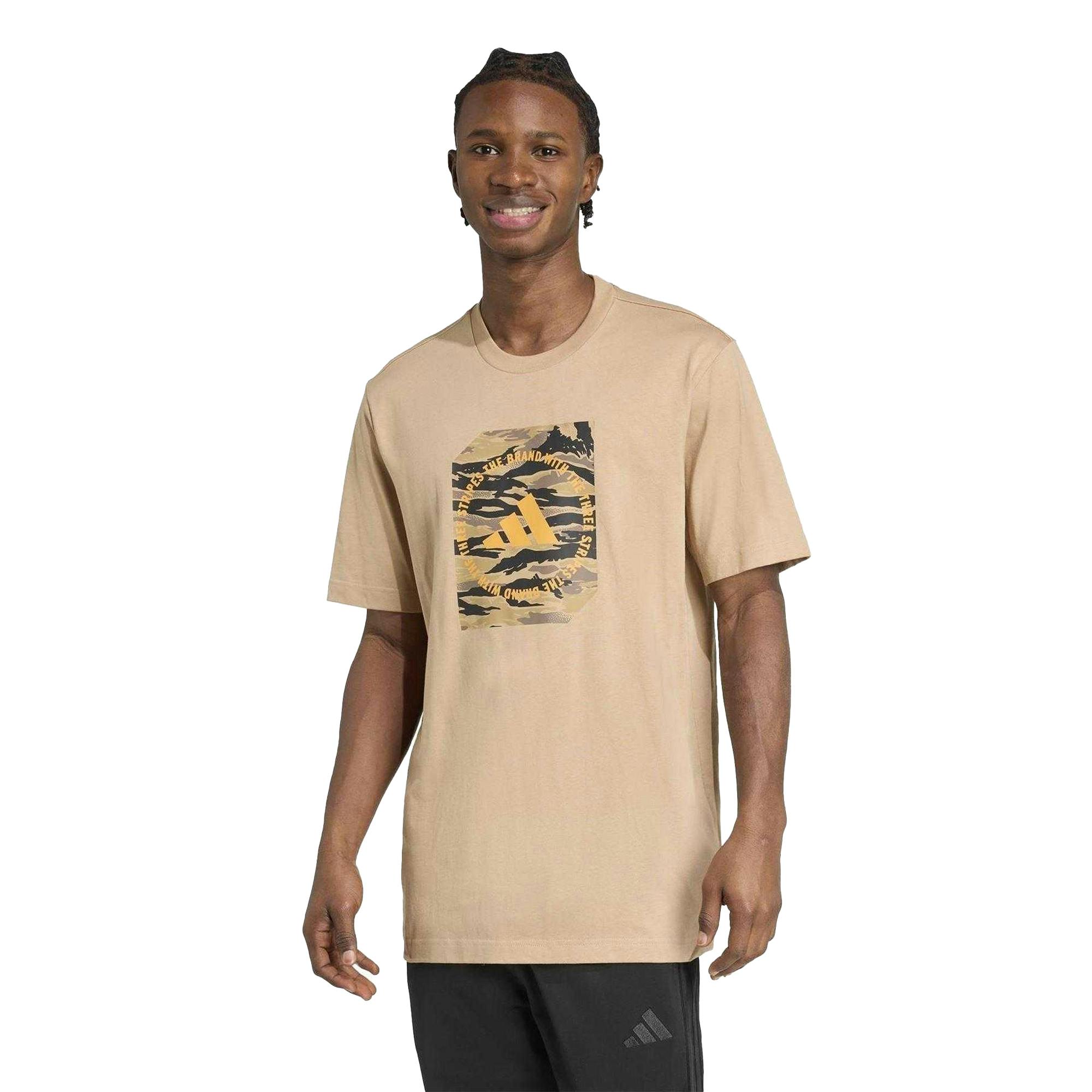 Adidas Men's Logo Cotton T-Shirt - Sand - Xxl - Sand - 100% Cotton