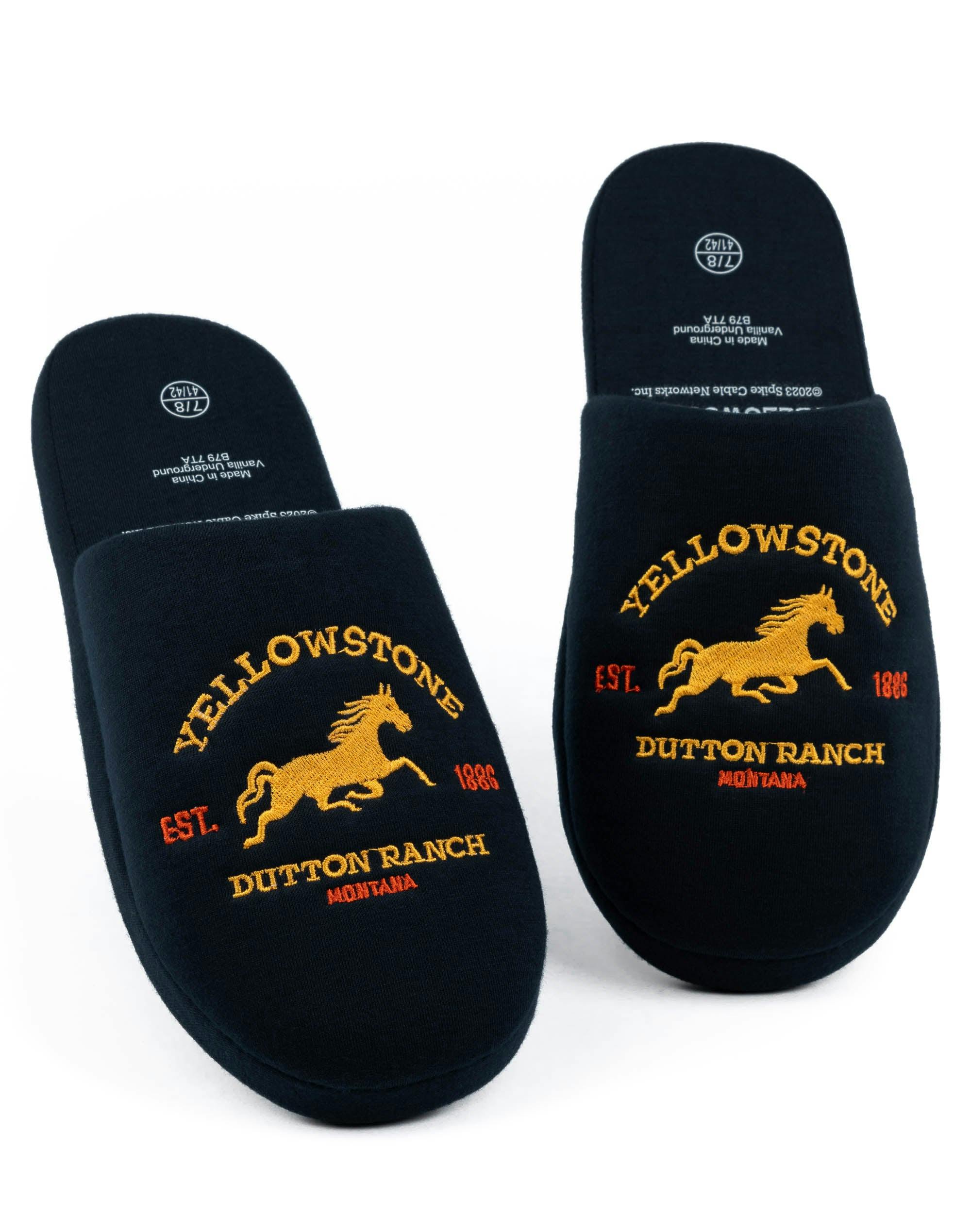 Vanilla Underground Men's Blue Yellowstone Dutton Ranch Montana Mule Slippers - 7-8 Uk