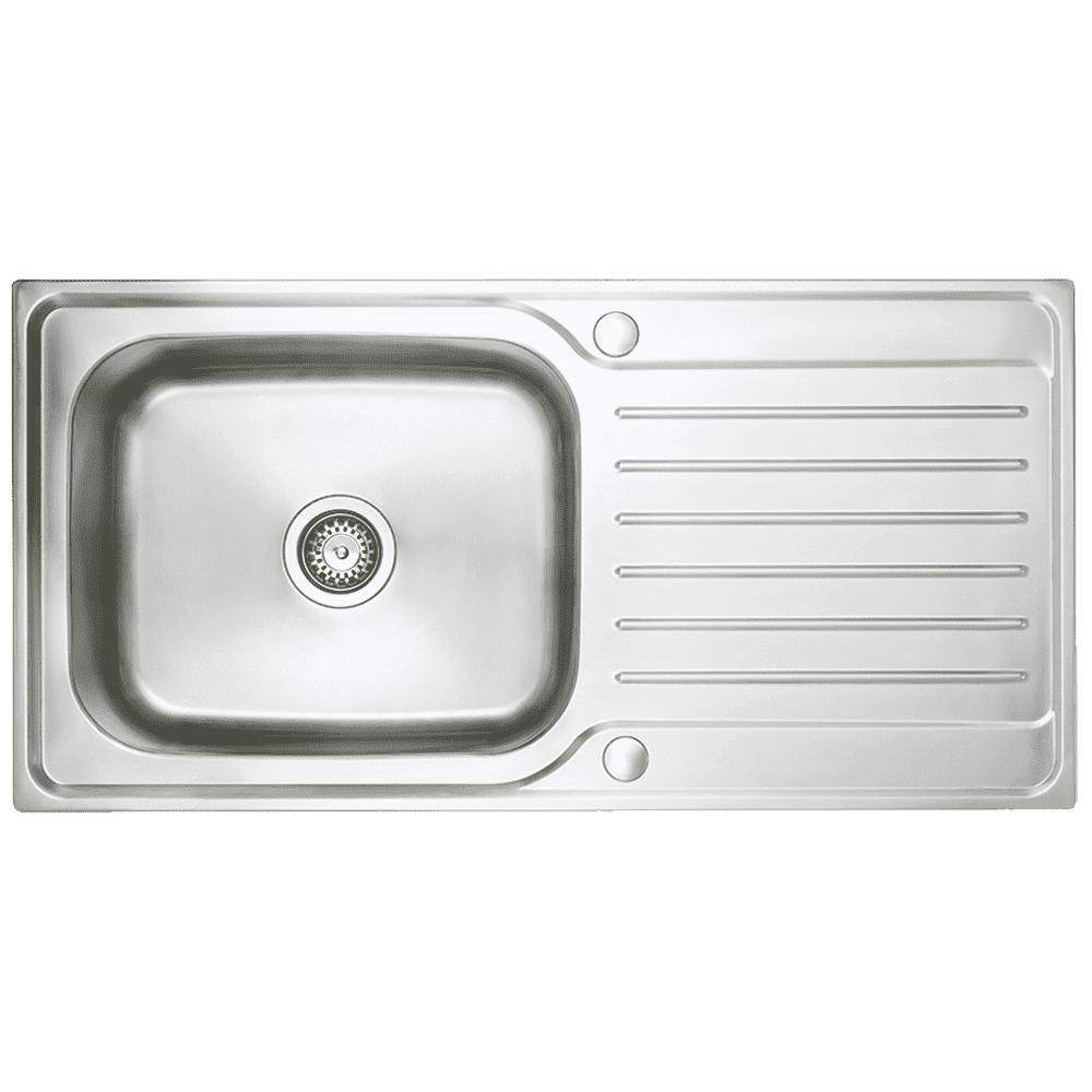 Rackhams Florenzo Large Stainless Steel Inset Reversible Single Bowl Kitchen Sink With Drainer, Lifetime Guarantee