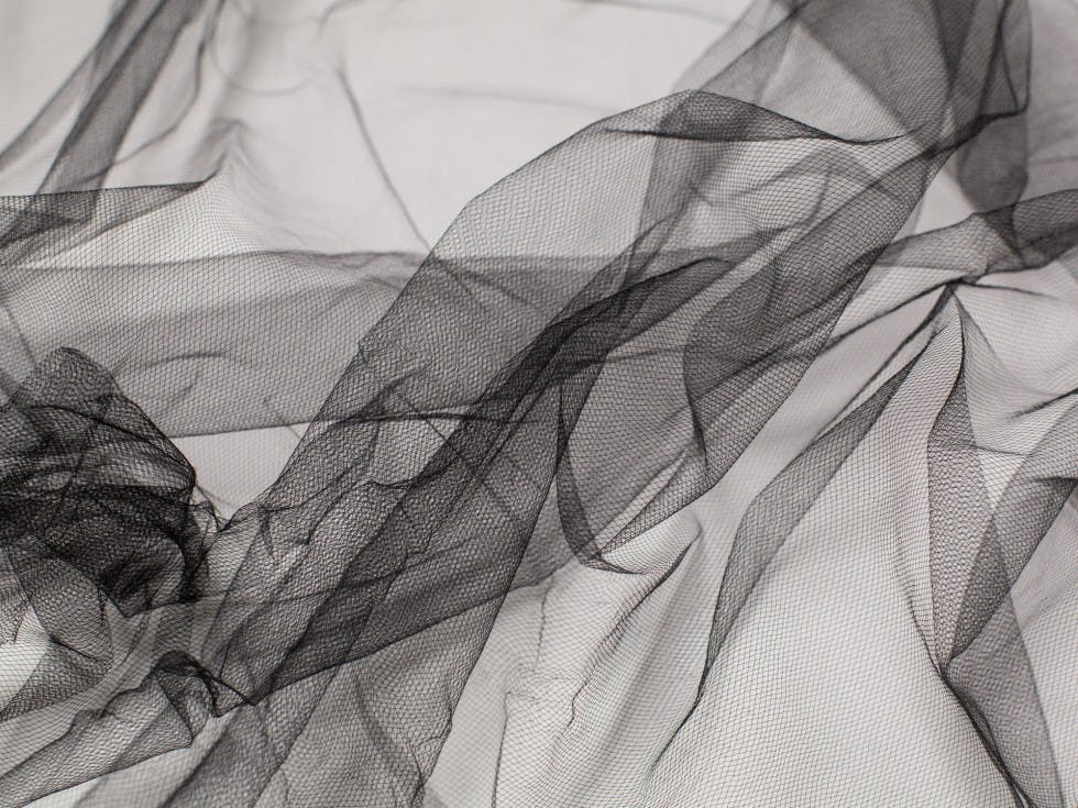 Minerva Black Core Range Soft Tulle Fabric - Plain Design Dressmaking Fabric, 280 Cm / 111" Wide - Per Metre
