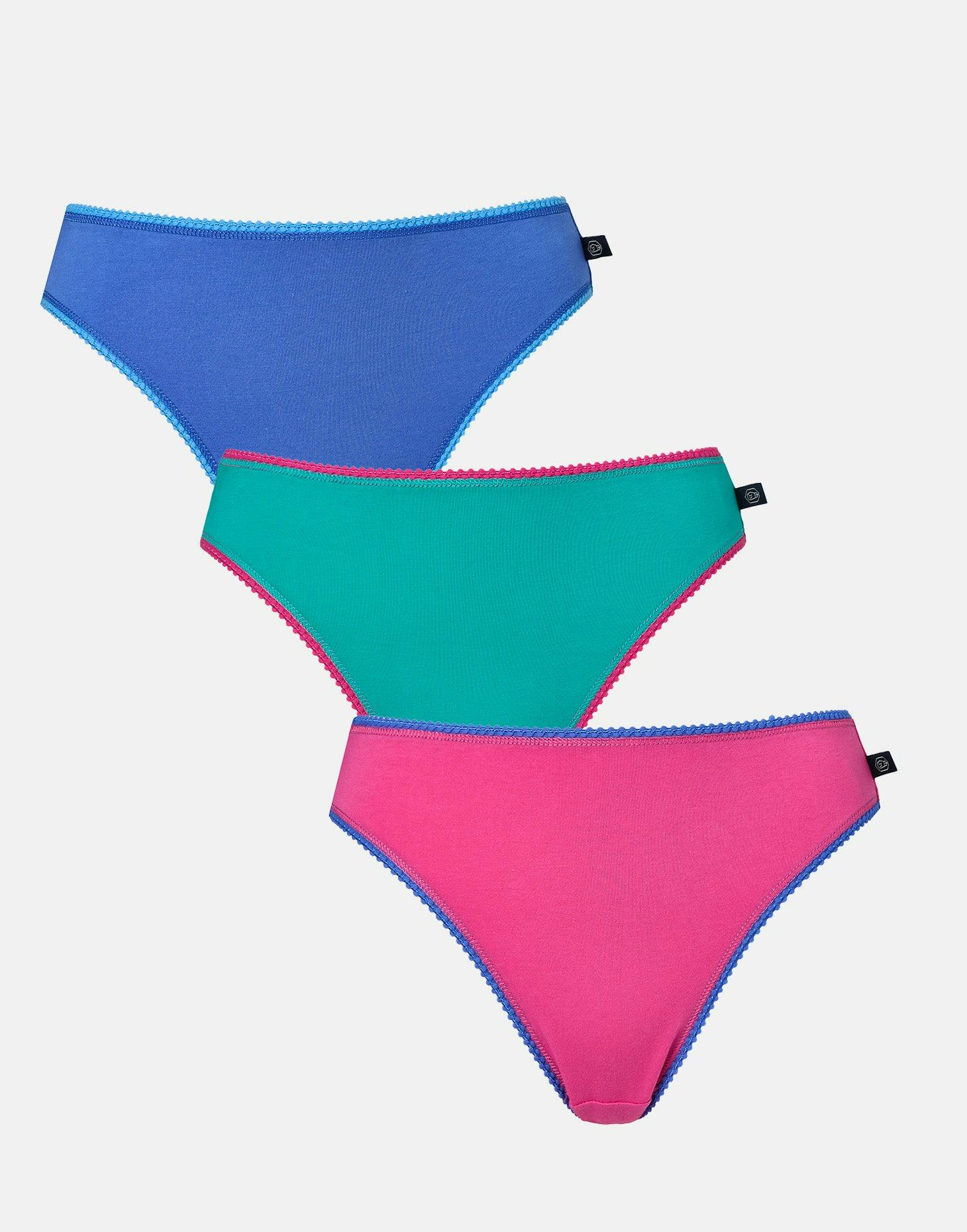 British Boxers Women's Three-Pack Cotton High Leg Knickers – Amusements - Large