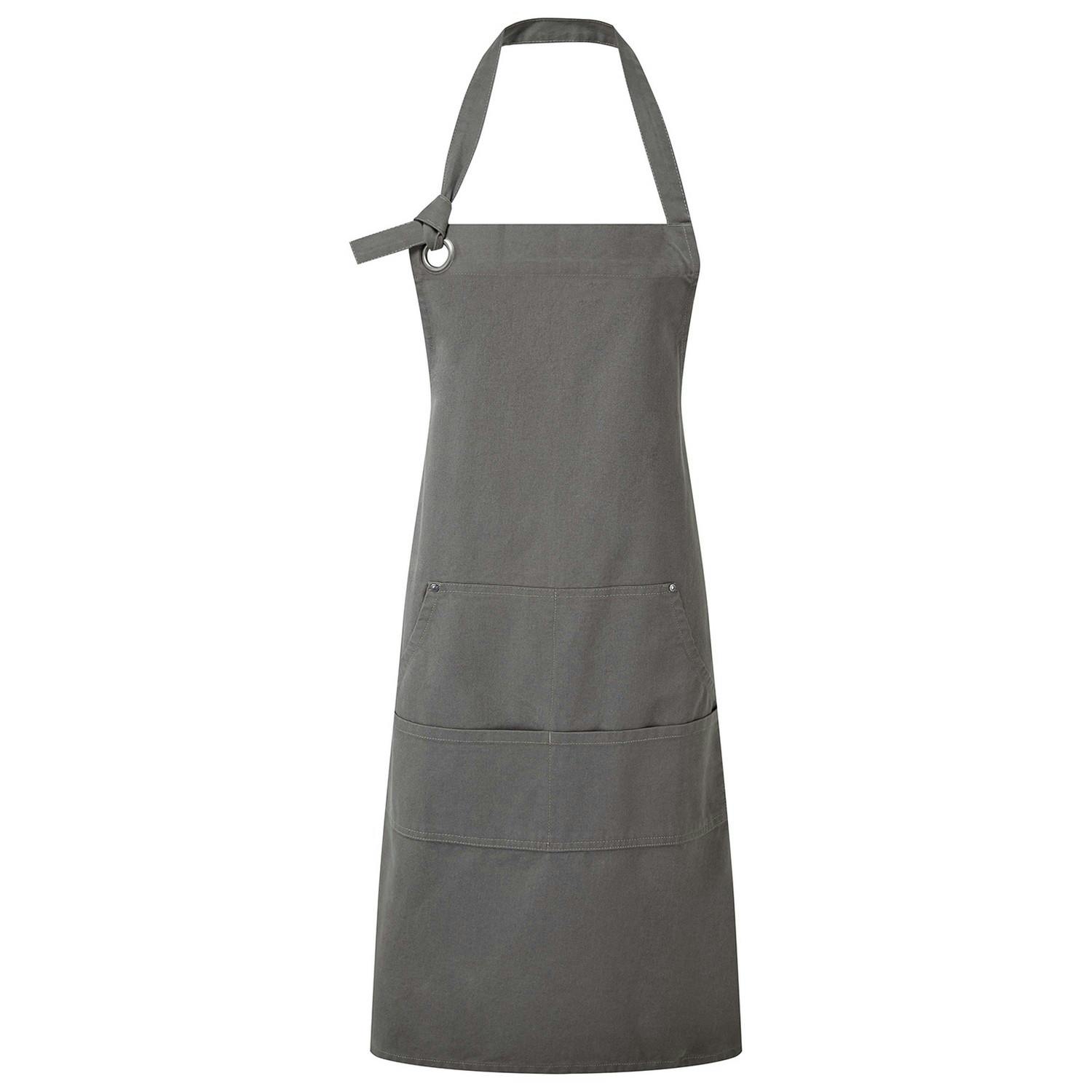 Premier Unisex Adult Cotton Canvas Pocket Apron - Dark Grey - Image 3