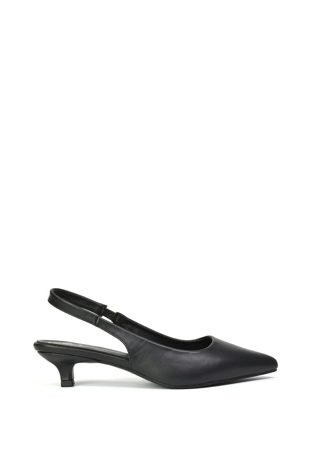 Xy London Women's Black Pointed Toe Sling Back Kitten Heel Sandals - 8