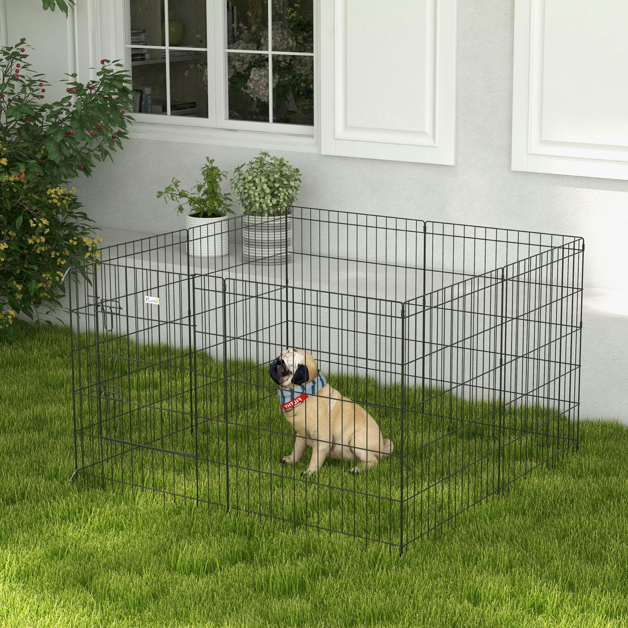 Pawhut 8-Panel Diy Dog Pen With Door For Indoor/Outdoor Use, 76Cm High - Image 4