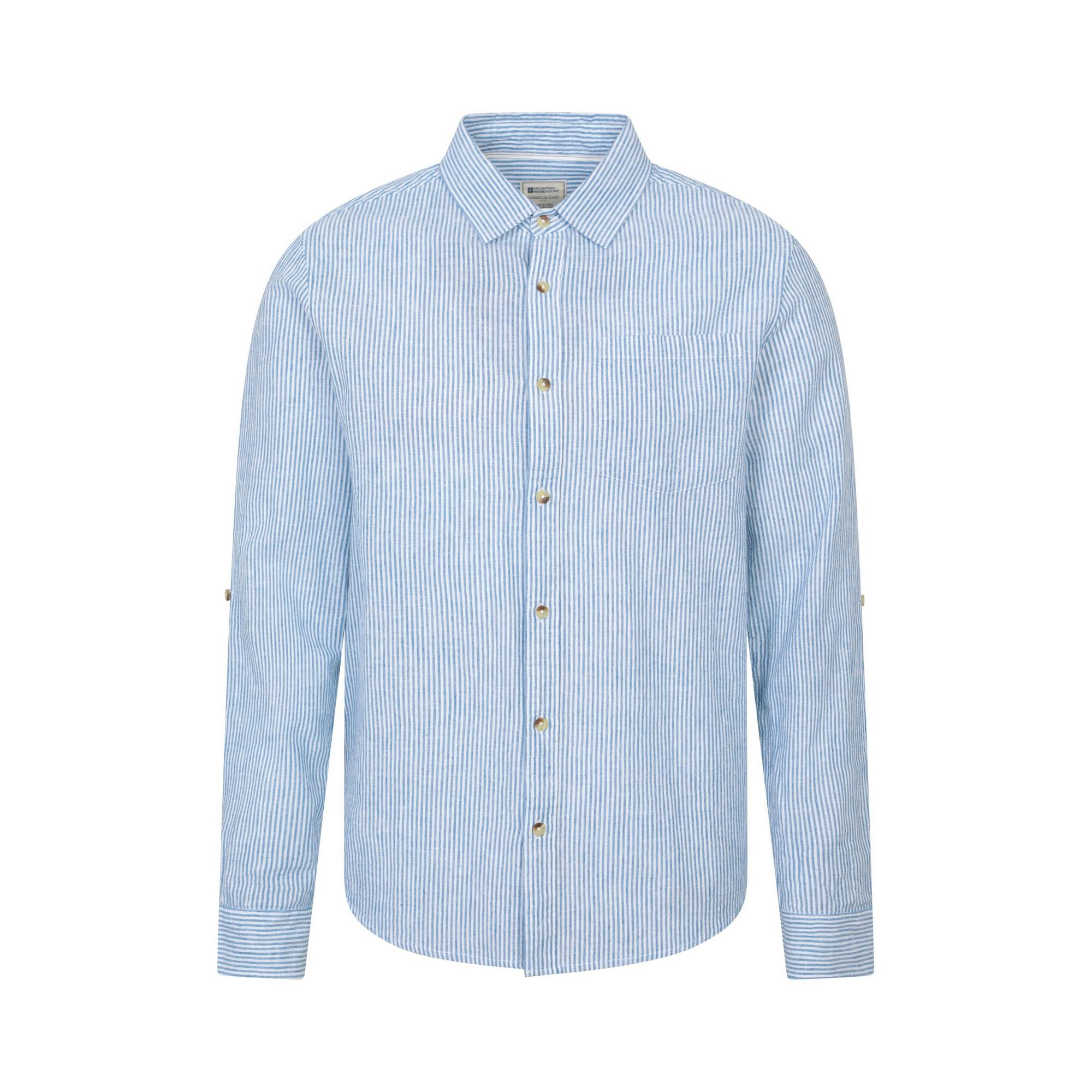 Mountain Warehouse Men's Blue Lowe Stripe Shirt - Xl - 70% Cotton/30% Linen