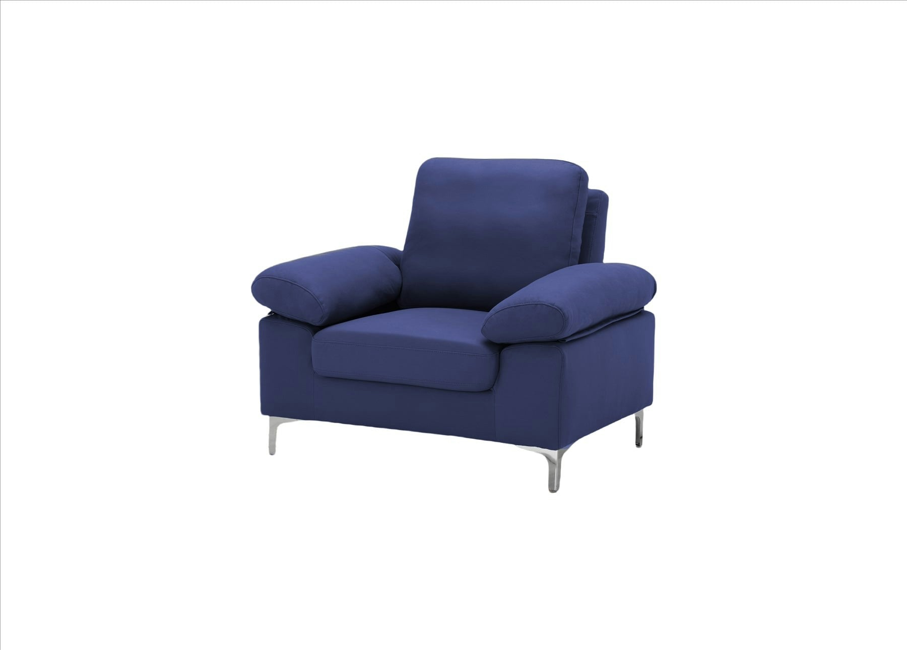 B&Q - Modern One Seater Sofa Blue Fabric With Chrome Feet - Image 6