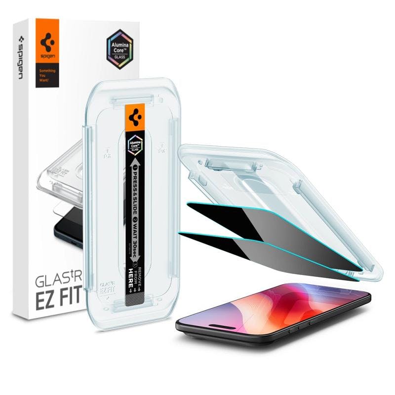 Spigen Glastr Ez Fit Privacy Film Screen Protector 2 Pack For Iphone 17 Air 6.5" - Agl09862