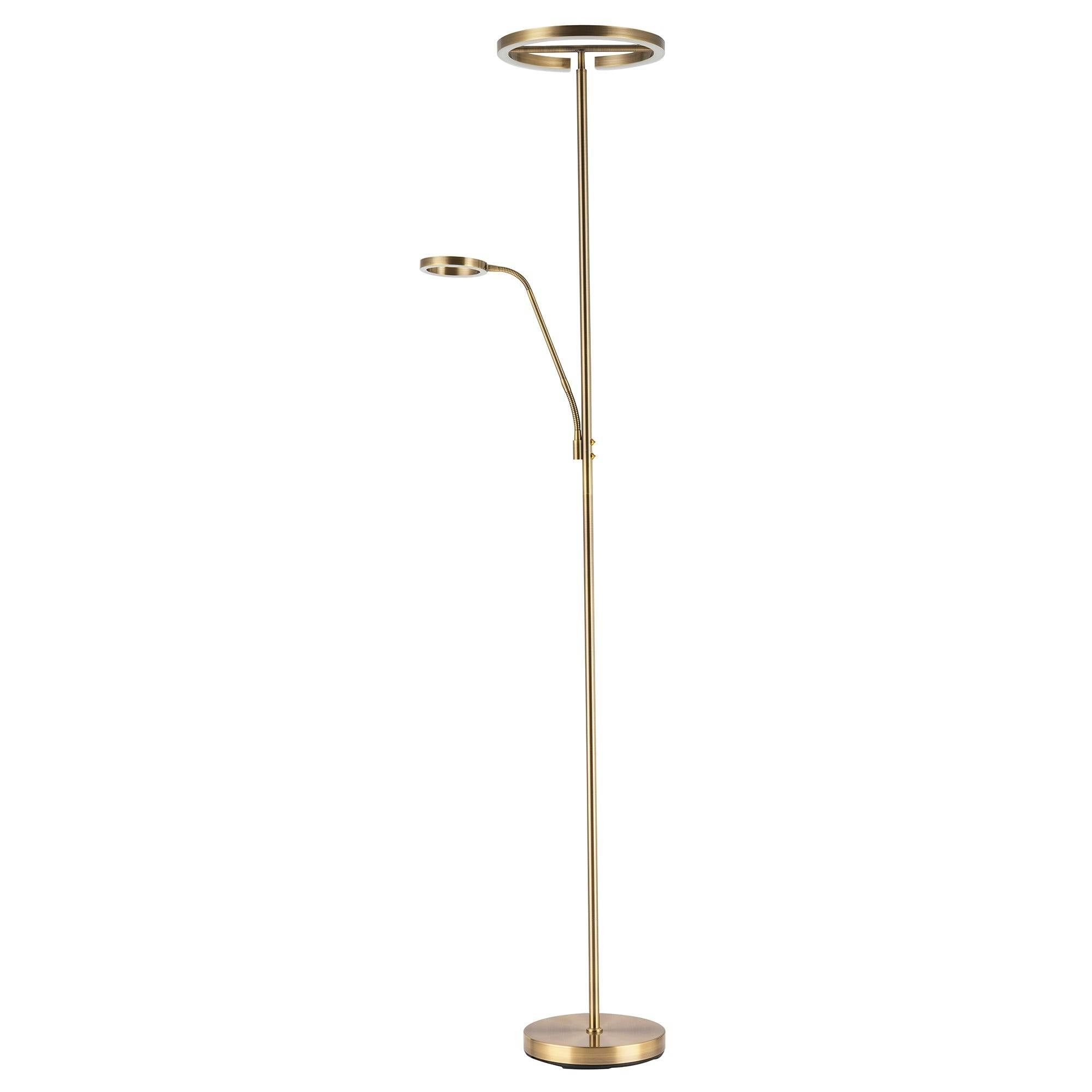 Rackhams Light Halo Led Mother And Child Floor Lamp In Antique Brass With Dimmers