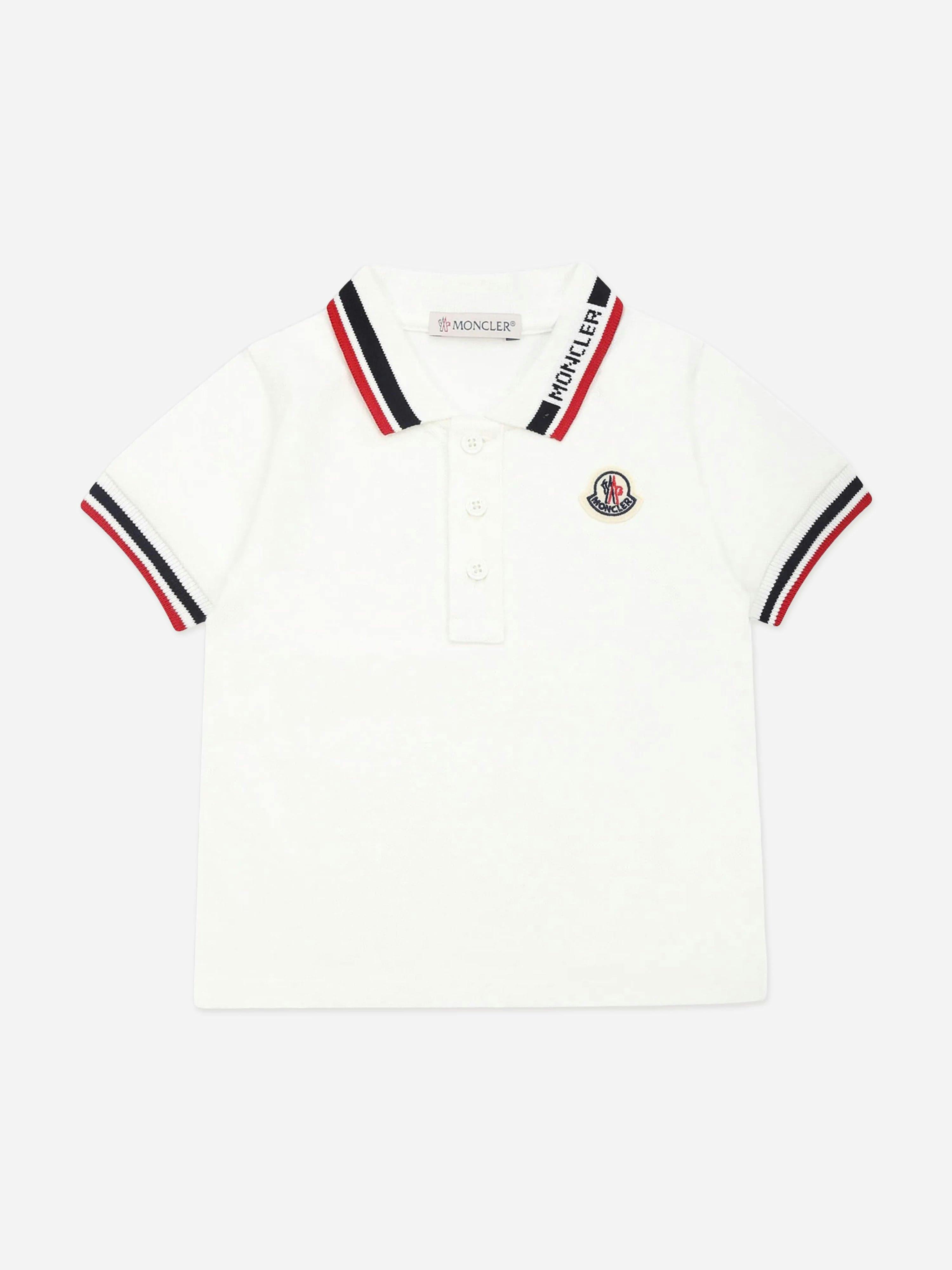 Moncler Enfant Men's White Baby Boys Logo Polo Shirt In - 18 - 24 Mths