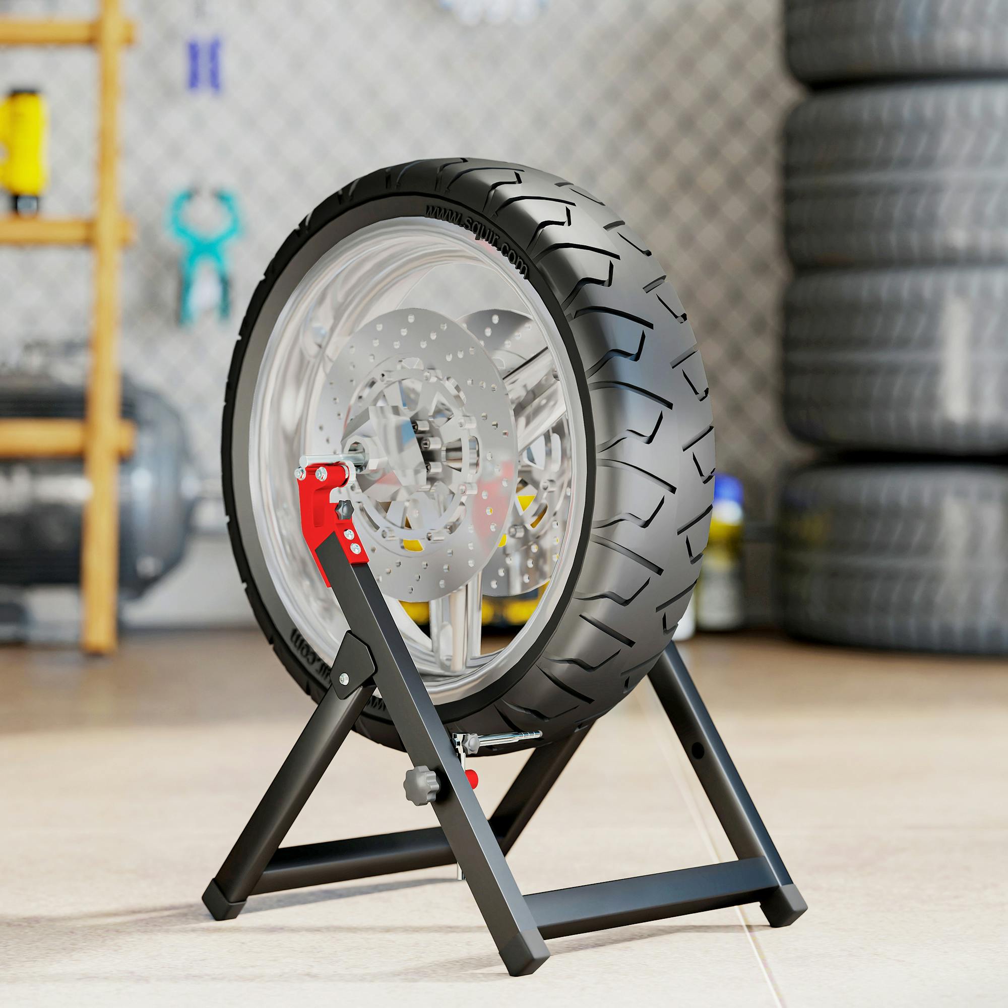 Homcom Black Steel Motorcycle Wheel Balancer Truing Stand With Spoke Wrench,