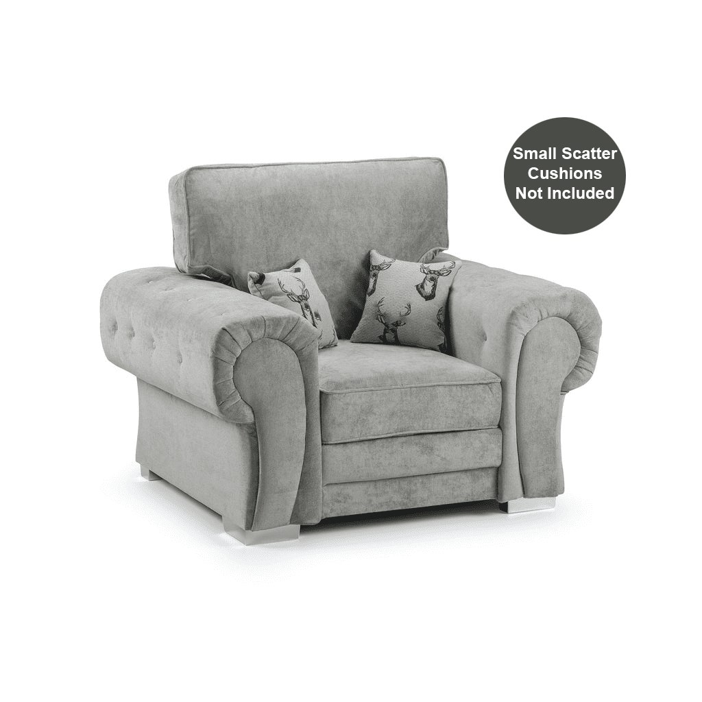 Rackhams Grey Milan Chesterfield Fabric Armchair - Full Back