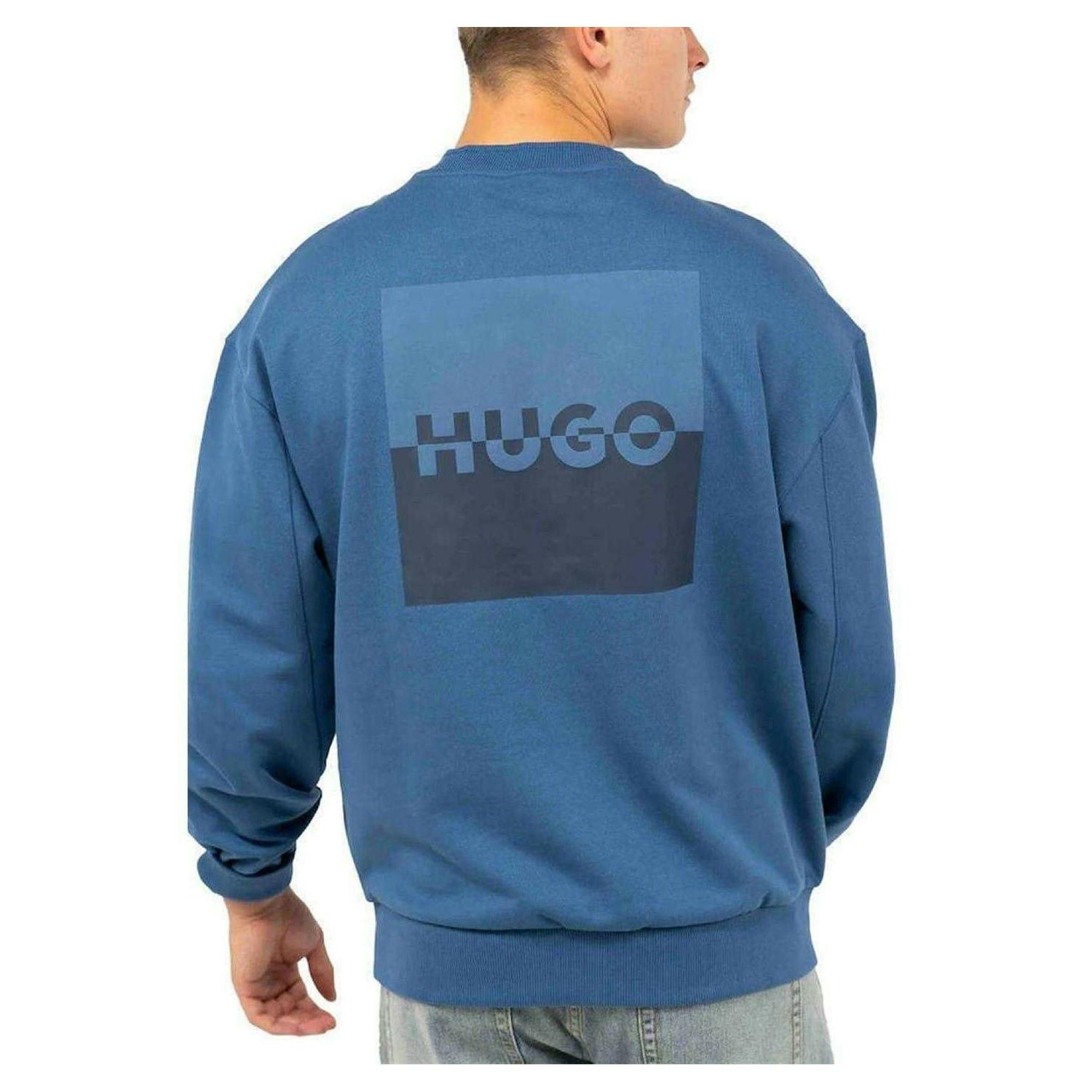 Hugo Men's Blue Logo Drop Shoulder Regular Sweatshirt - Medium - L - Medium - 100% Cotton
