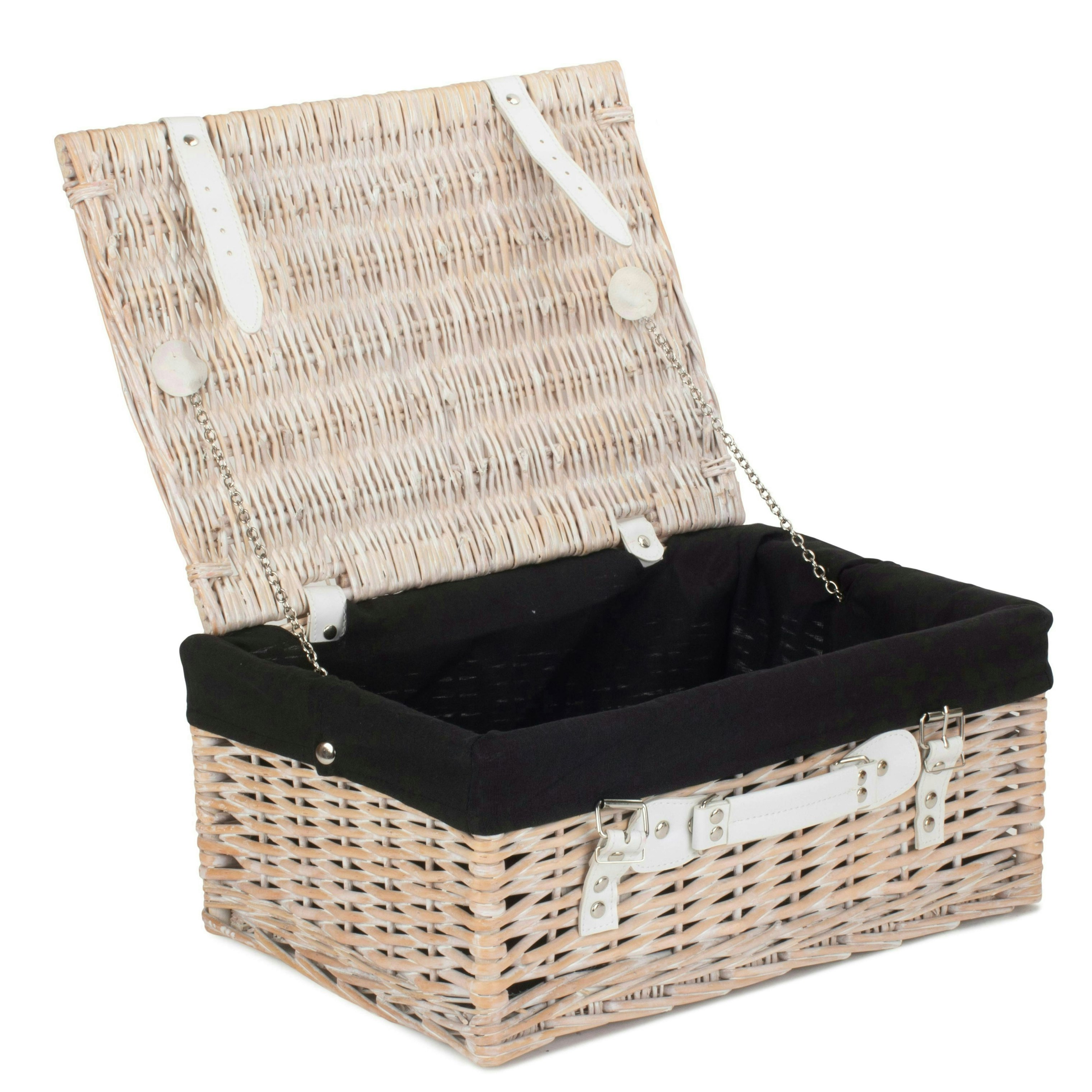 Red Hamper Red/White/Black Hamper 41Cm Wash Wicker Willow Picnic Basket