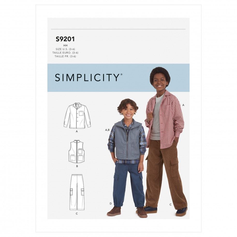 Simplicity Sewing Pattern 9201, Shirts, Waistcoats, Trousers For Kids, Hh (3-4-5-6) - Intermediate - Hh (3-4-5-6)