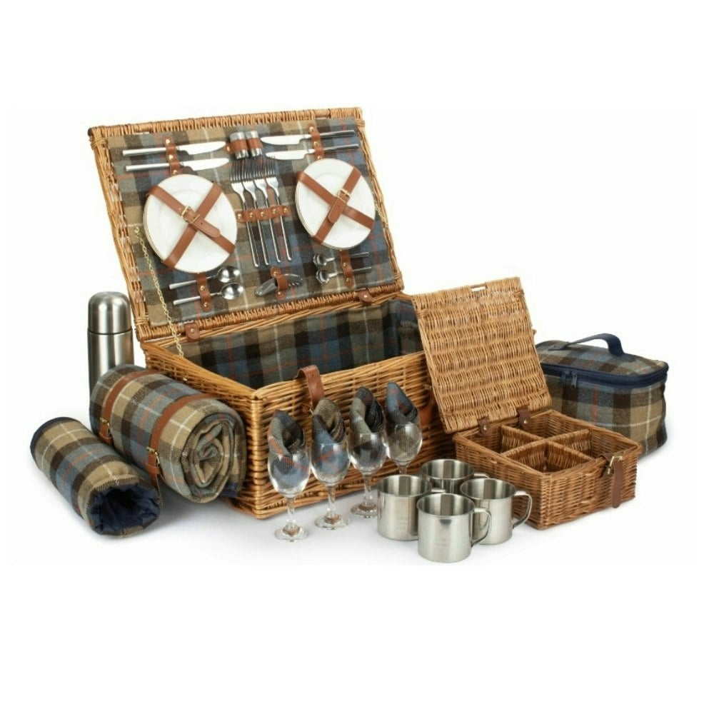 Red Hamper Deluxe 4 Person Ravenstor Fitted Wicker Picnic Basket - 4 Person
