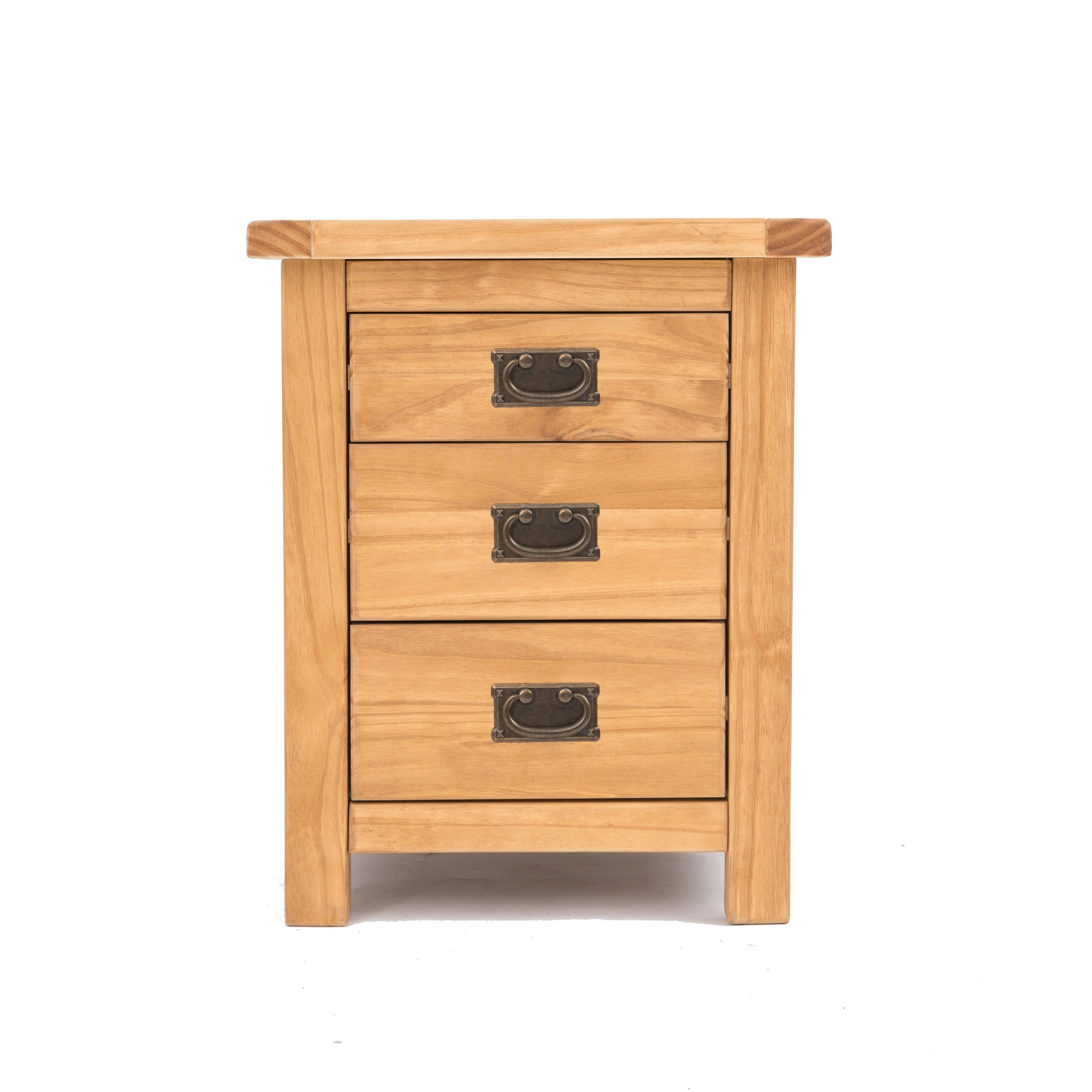 Cabinet Bits Lugo 3 Drawer Bedside Cabinet - Brown / Brass Drop - Image 3