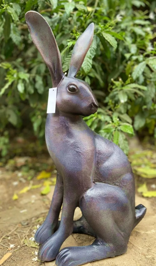 Inspirational Gifting Bronze Sitting Hare Garden Sculpture Ornament Cast In Aluminium - Cast Aluminium - Sculpture