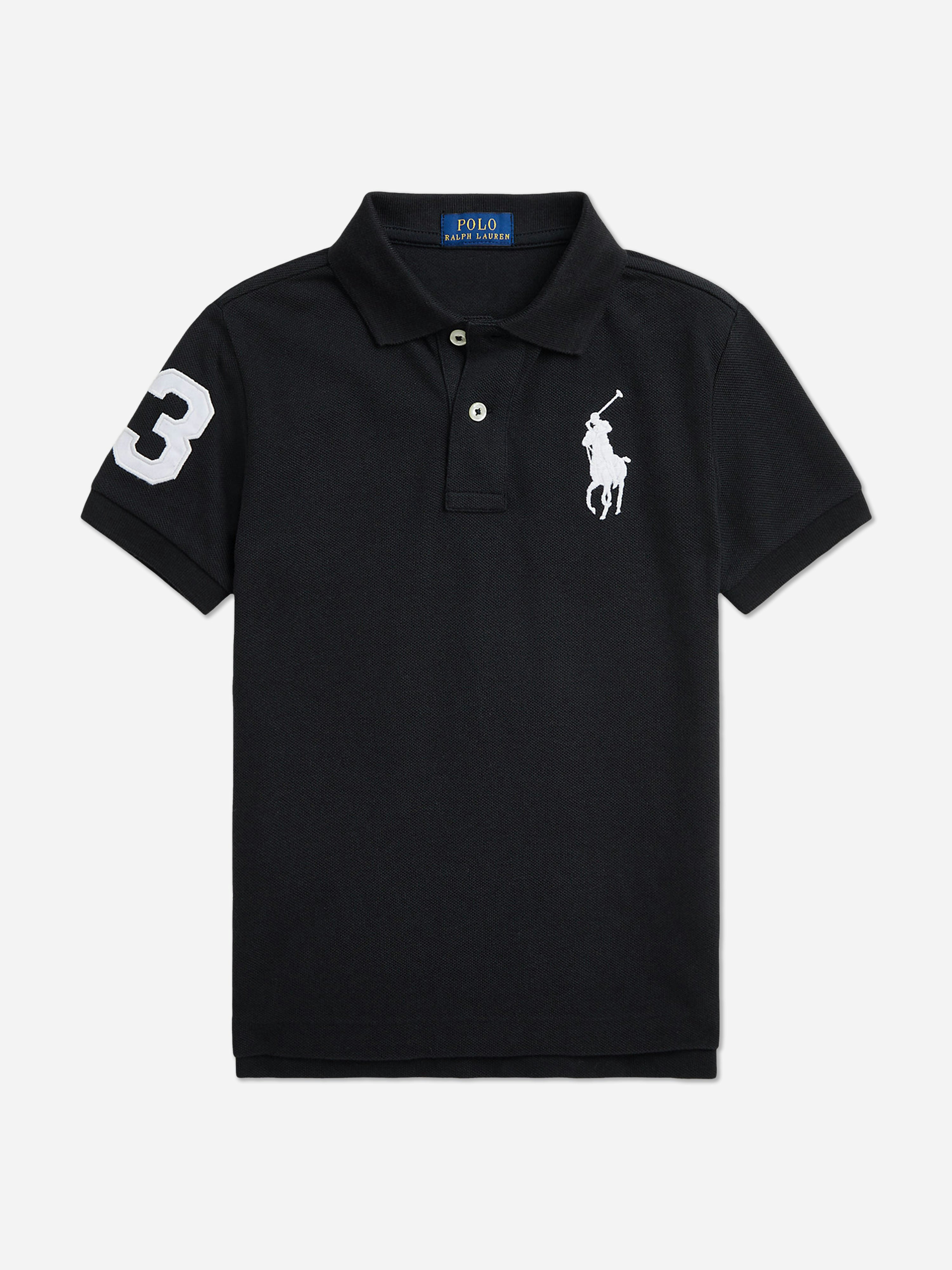 Ralph Lauren Kids Boys Black Logo Polo Shirt In - 3 Yrs