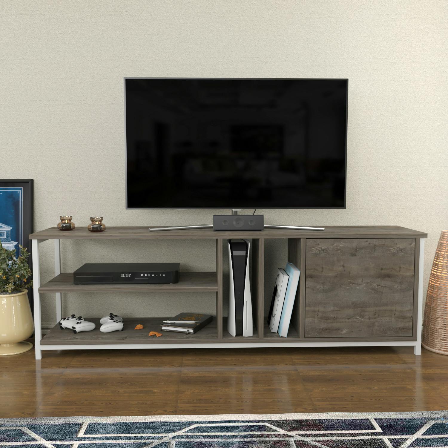 Decorotika White Oneida Modern Tv Stand Tv Cabinet For Tv's Up To 72" - Wenge