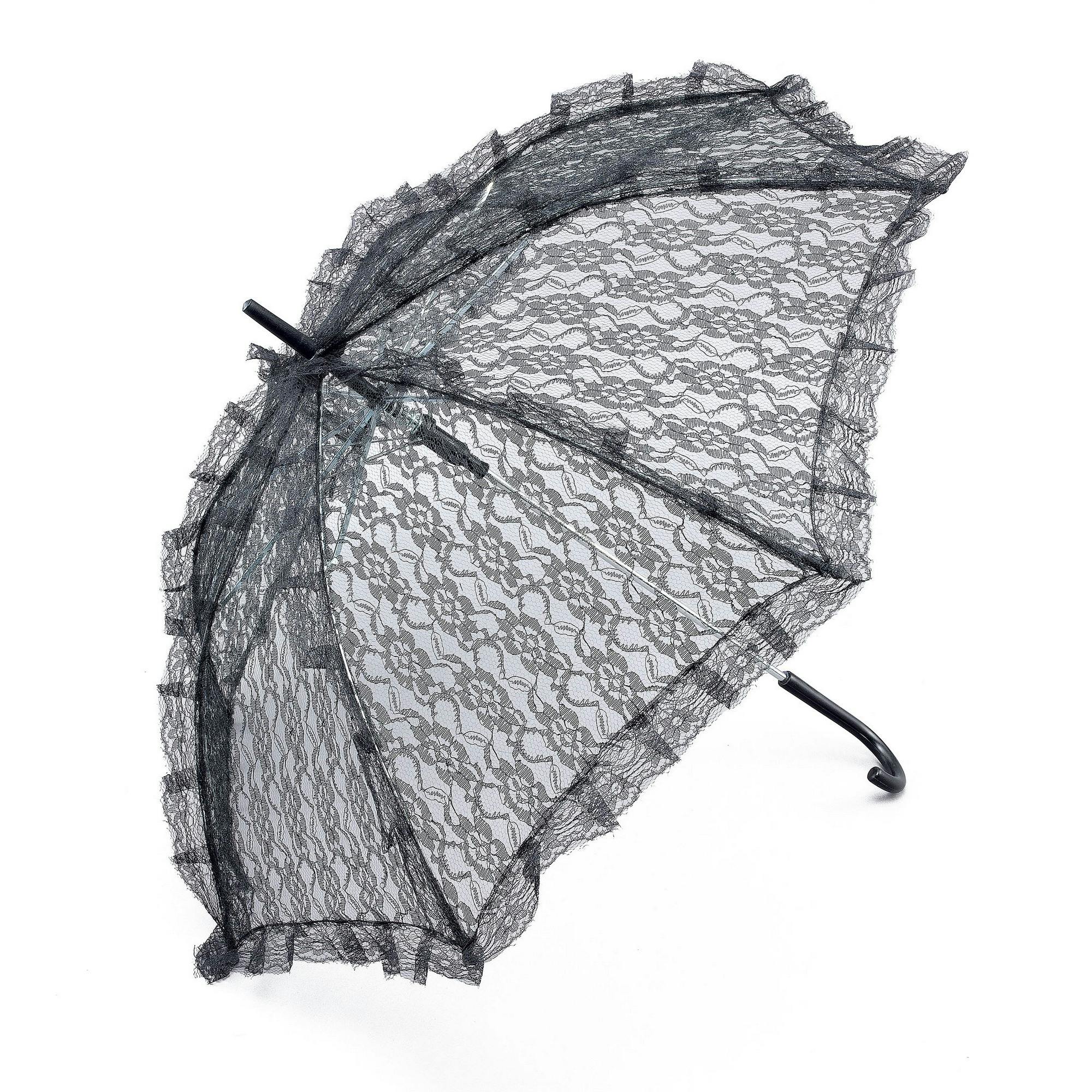 Bristol Novelty Black Lace Parasol - One Size